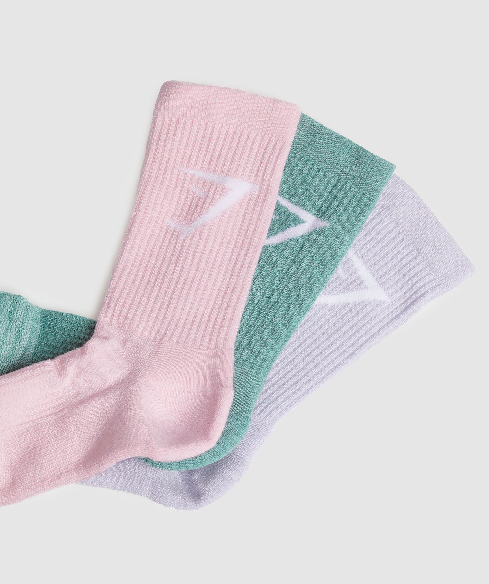 Crew Socks 3pk in Chalk Pink/Ink Teal/Purple