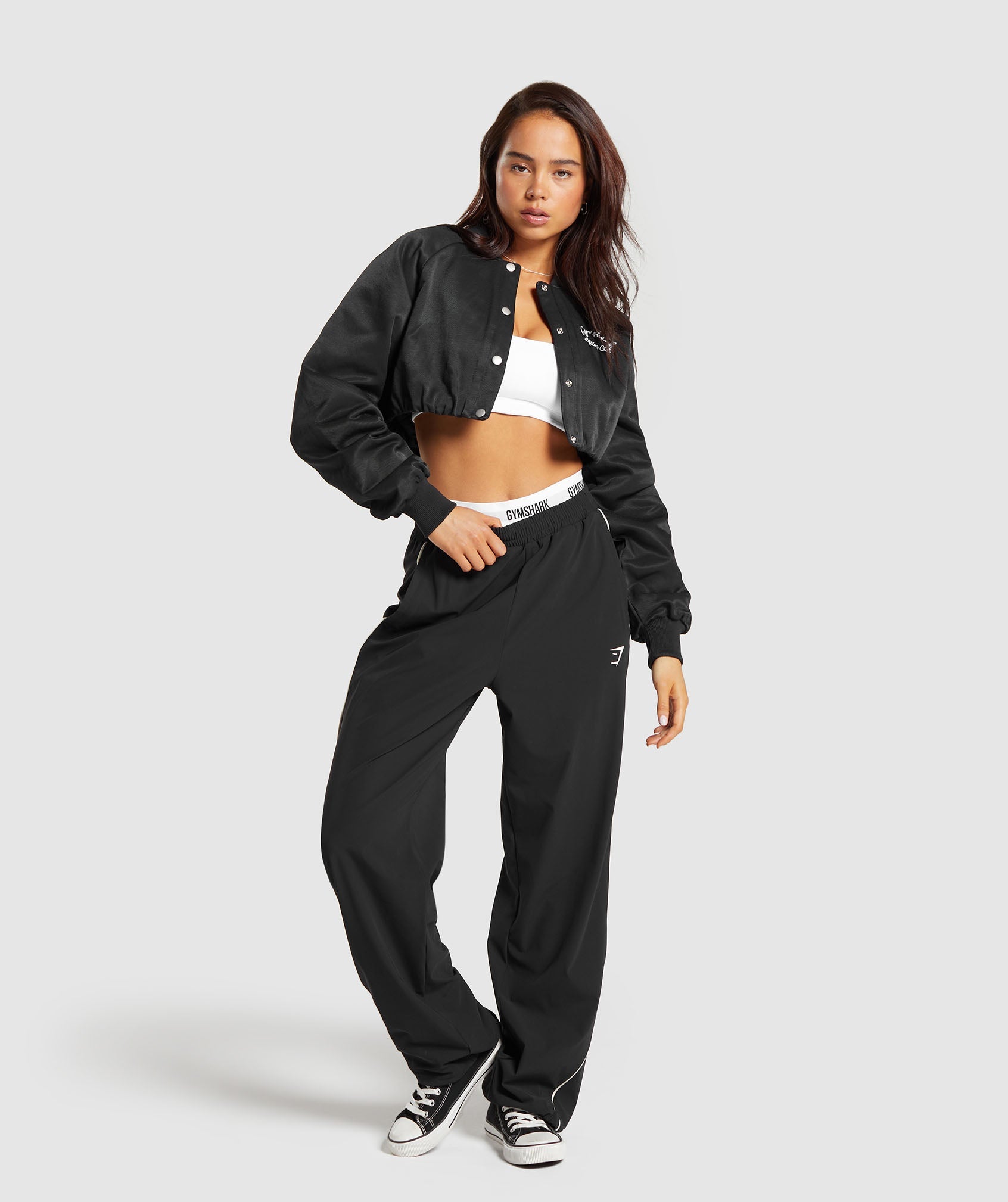Cropped Bomber Jacket in Black - view 4