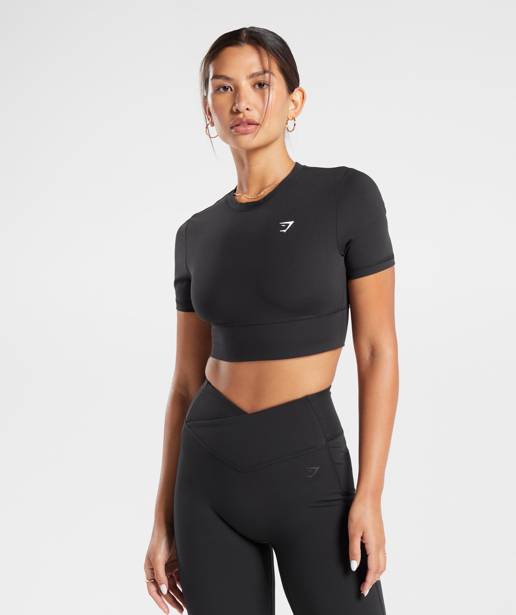 Crossover Crop Top in Black - view 2
