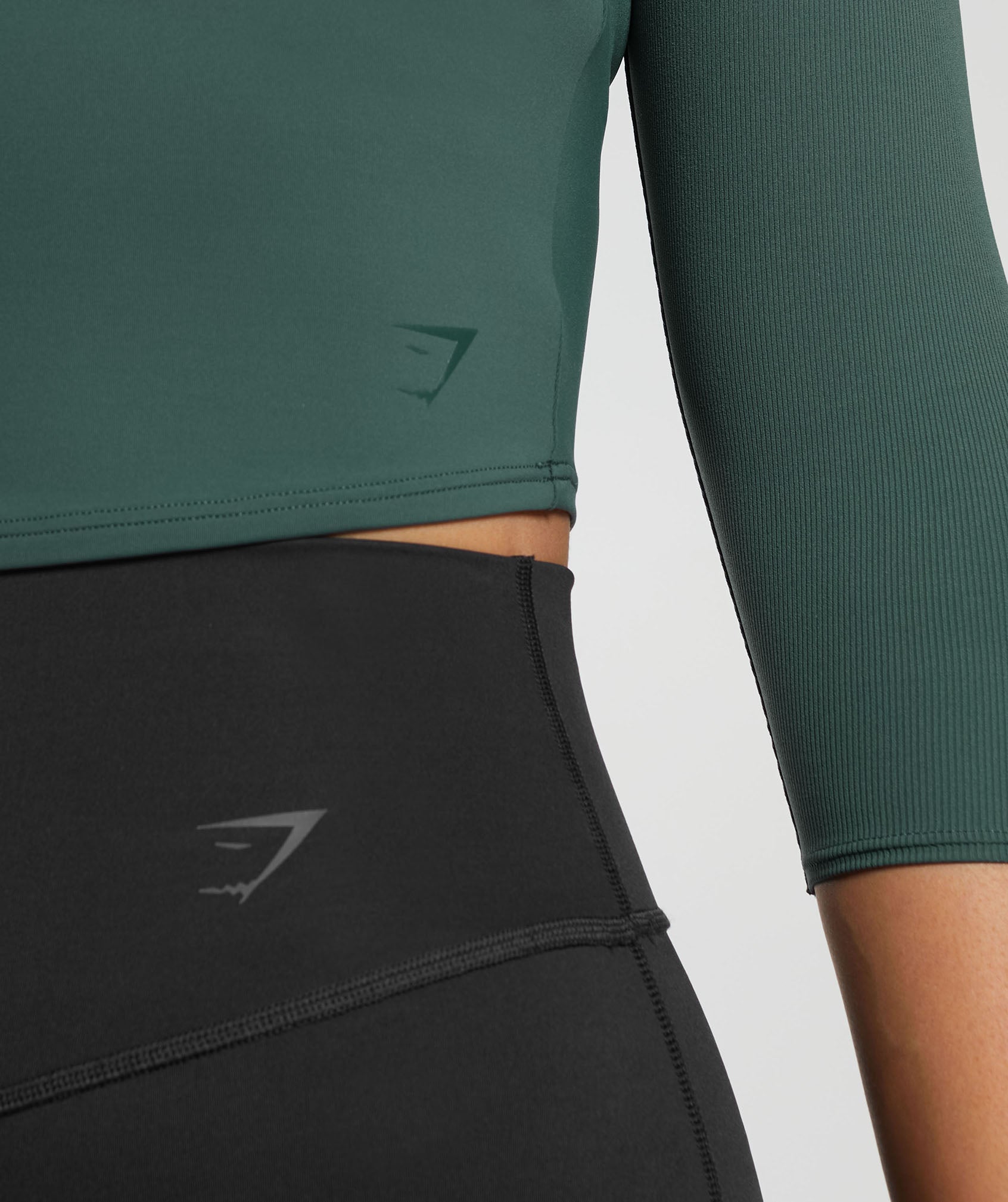 Elevate 3/4 Sleeve Crop Top in Fog Green - view 6