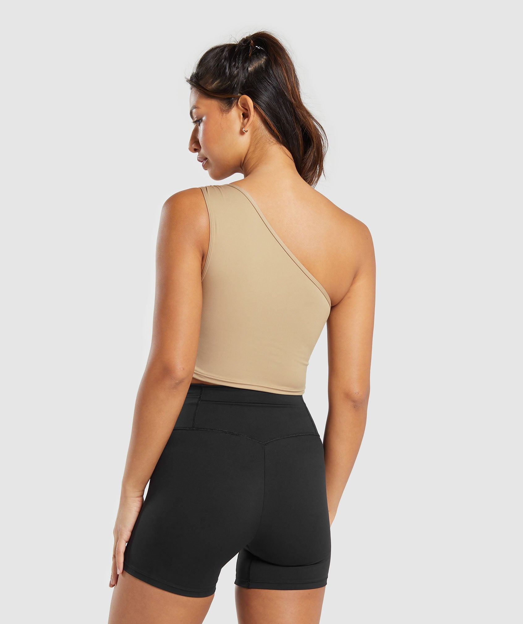 Training One Shoulder Ruched Tank in Deep Fawn Brown - view 2