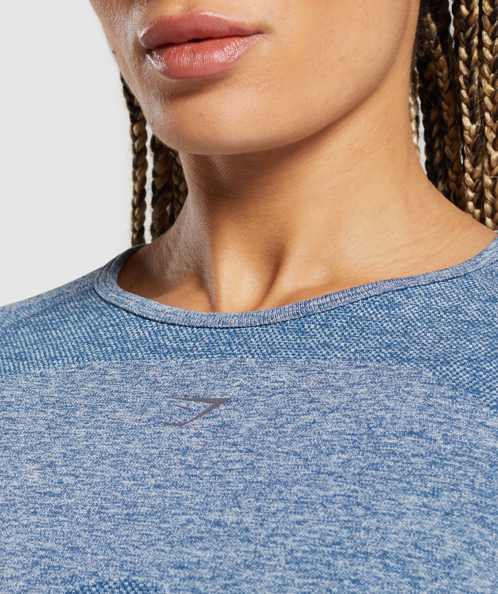 Flex Long Sleeve Crop Top in Faded Blue/Pitch Grey - view 6