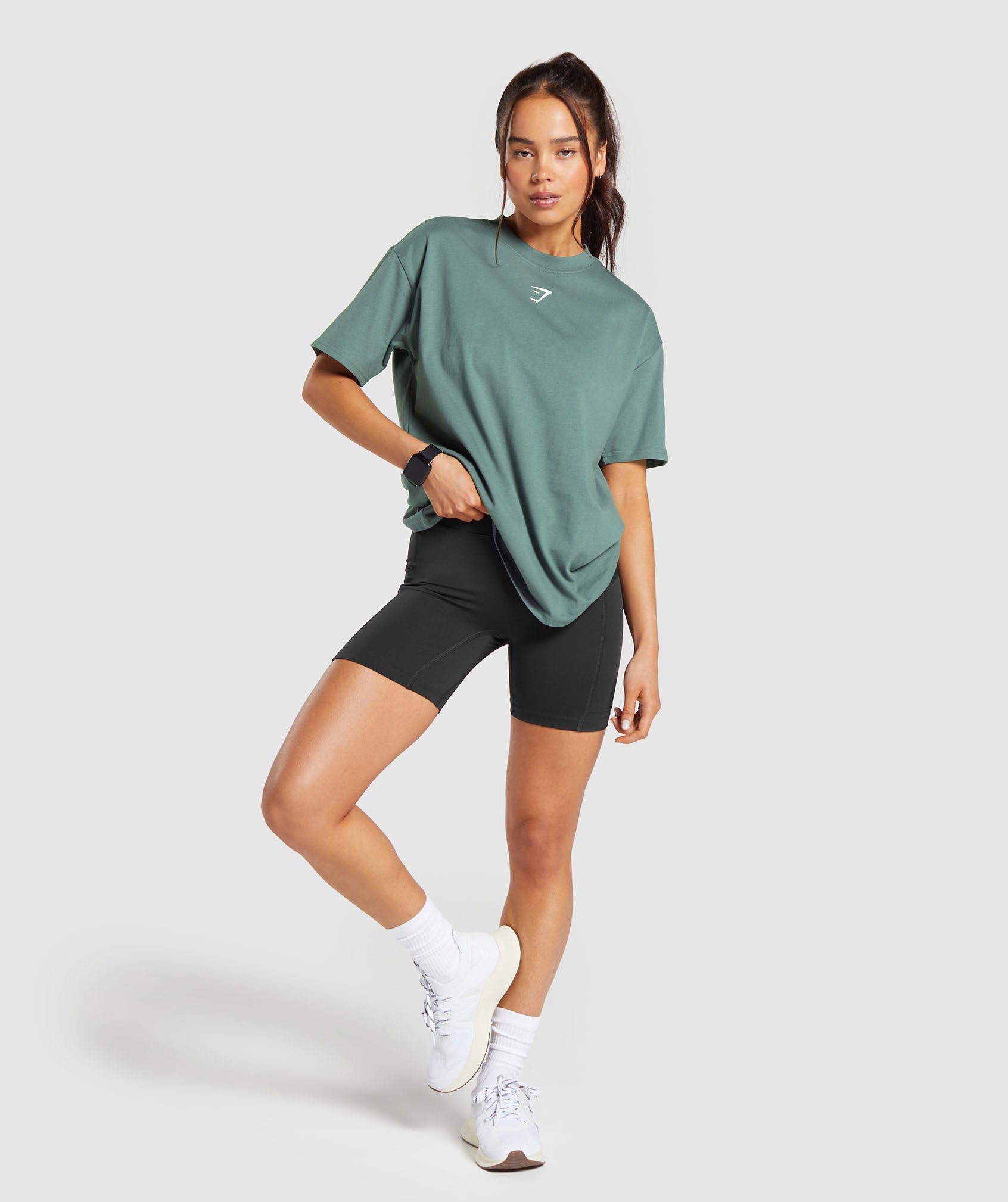 Fraction Oversized T-Shirt in Cargo Teal - view 4