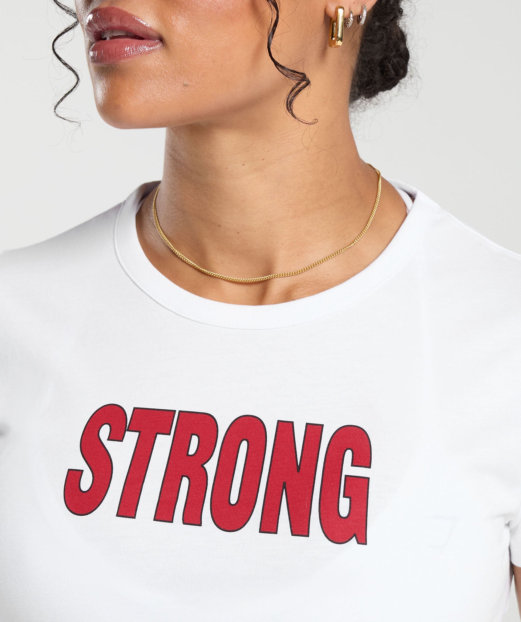 Strong Lifter Baby Tee in White - view 5