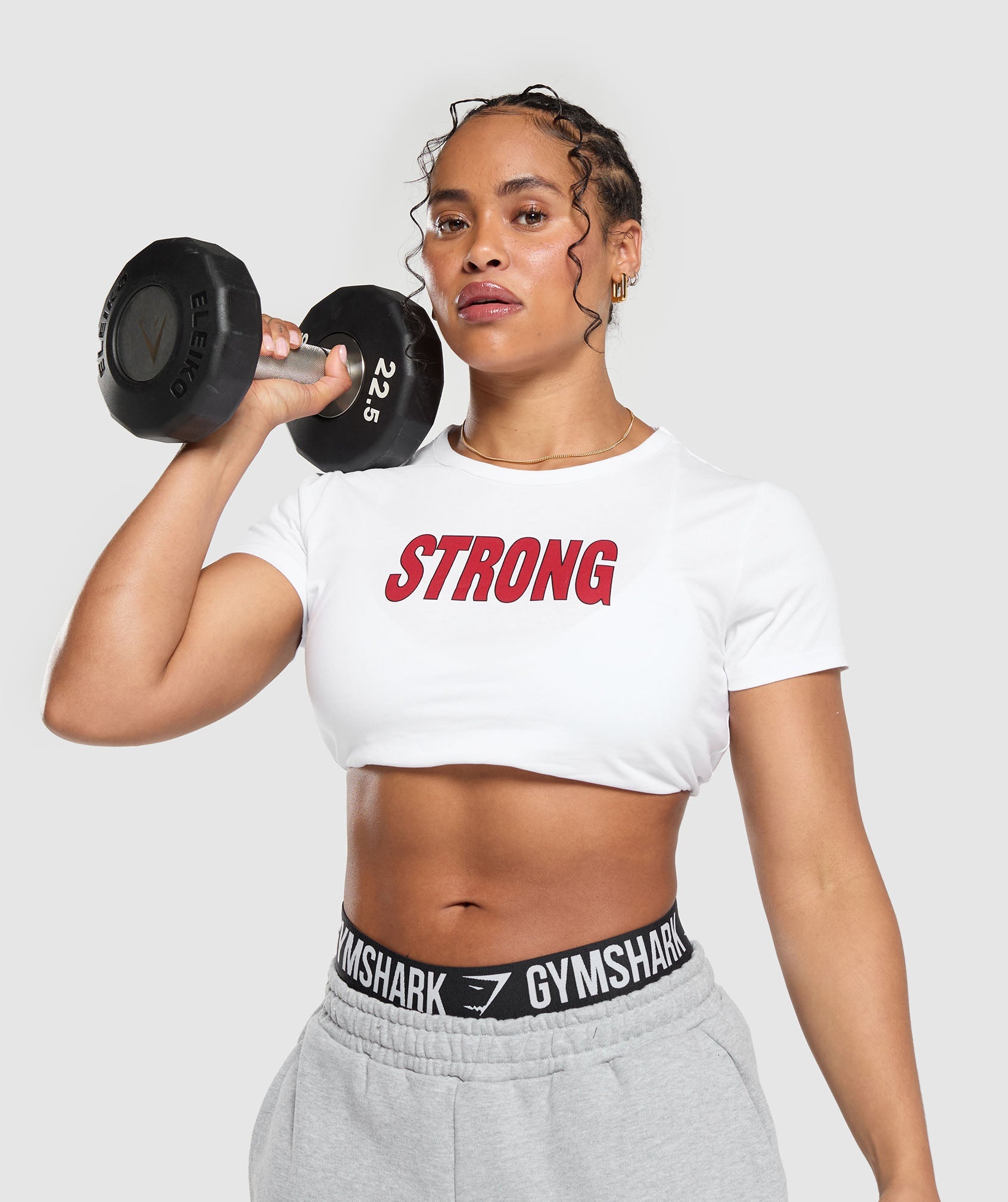 Strong Lifter Baby Tee in White - view 7