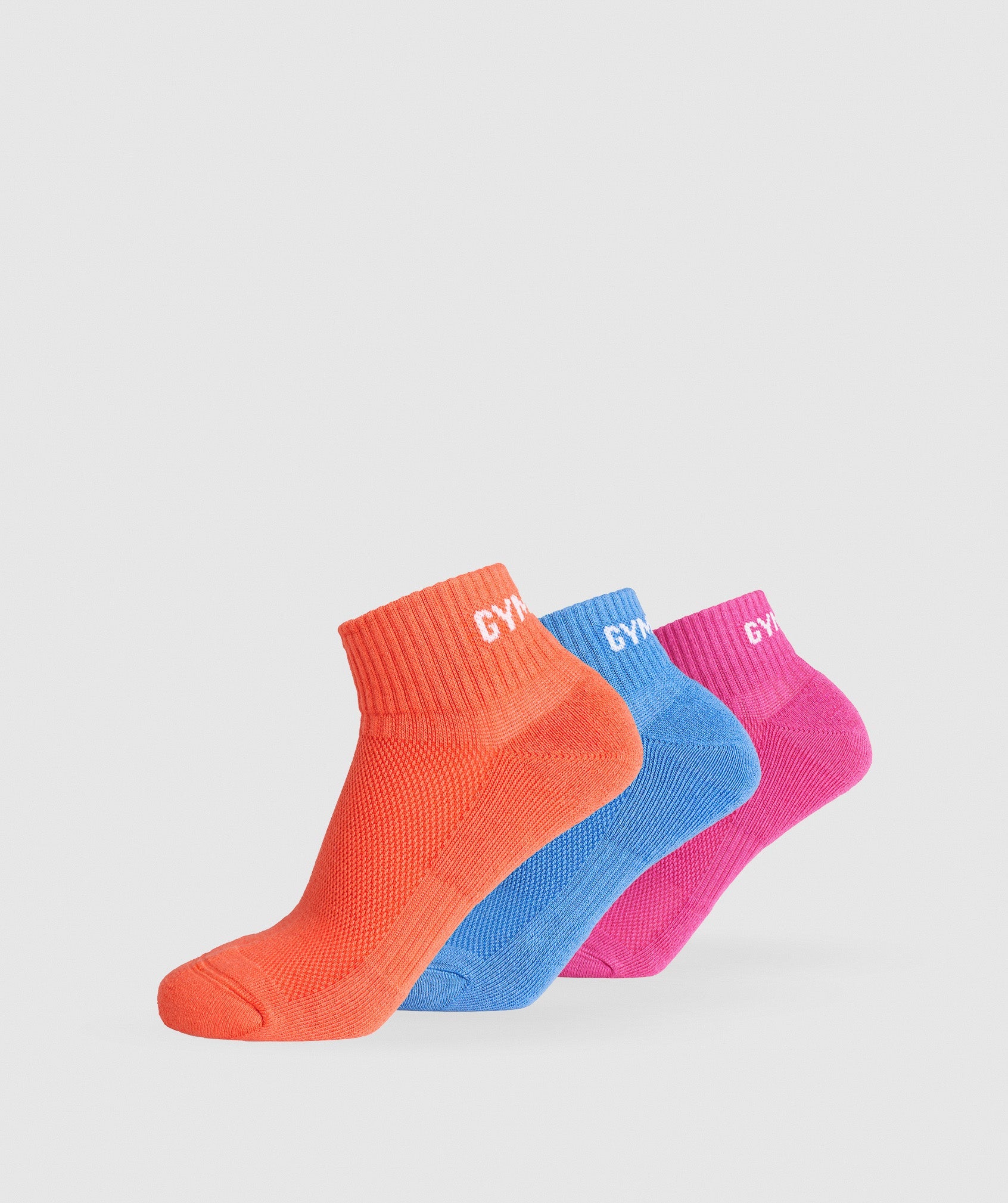 GS Jacquared Quarter Socks 3pk in Wannabe Orange/Lats Blue/Valley Pink