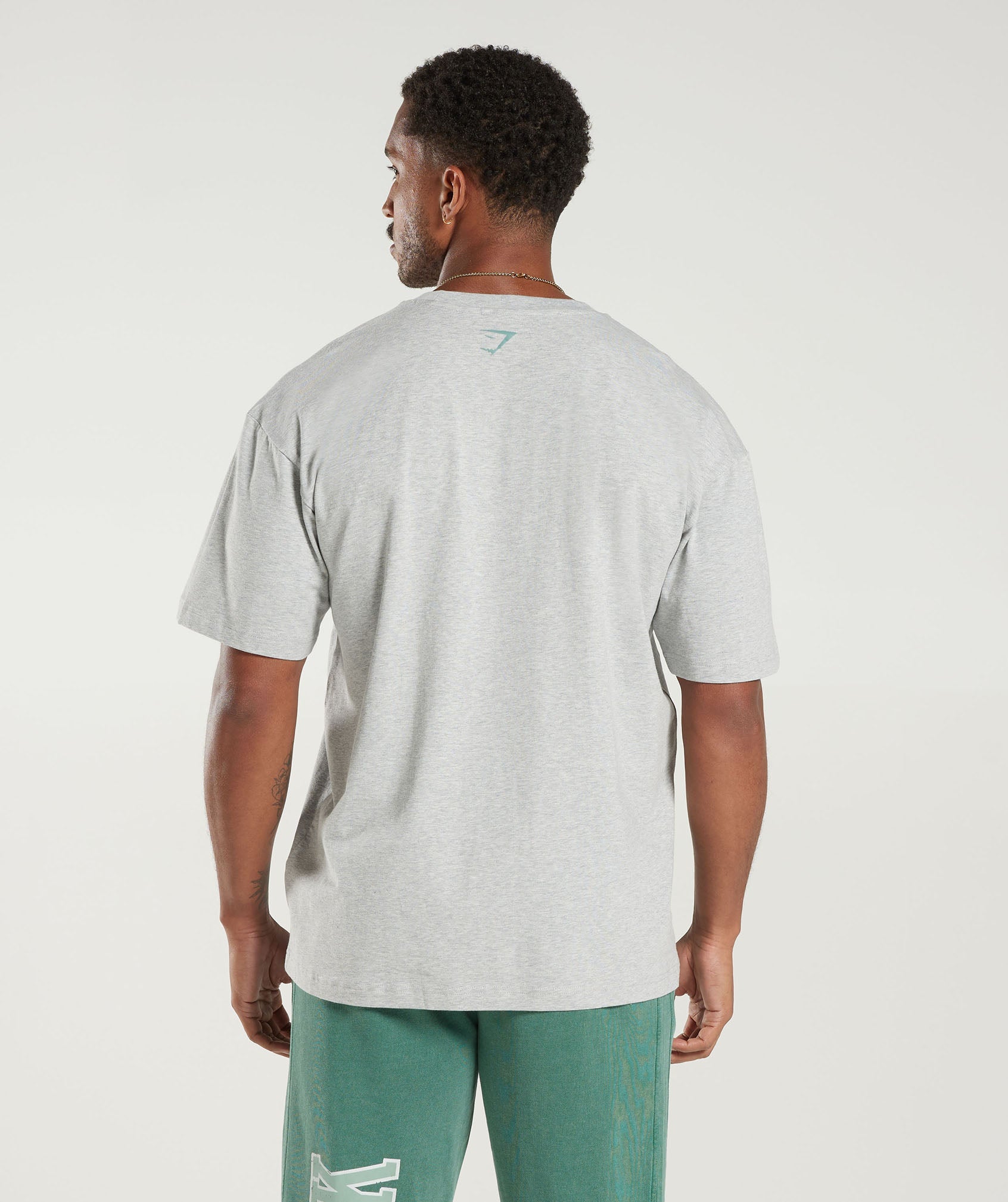 Collegiate Oversized T-Shirt in Light Grey Core Marl