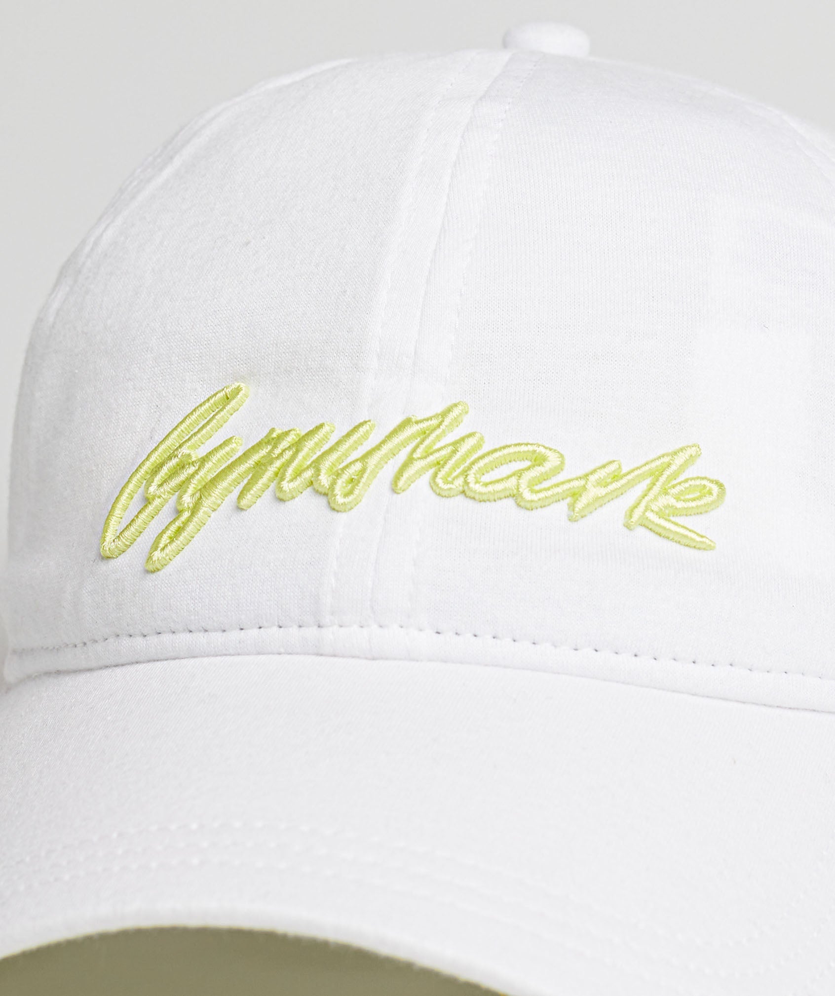 Handwriting Baseball Cap in White/Firefly Green