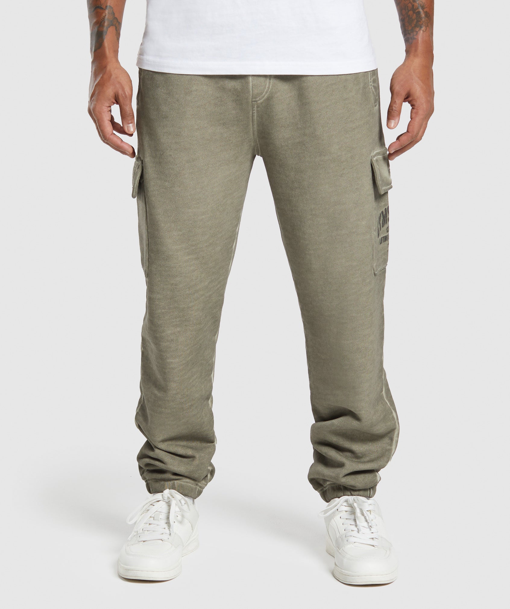 Heavyweight Washed Cargo Joggers in Utility Green