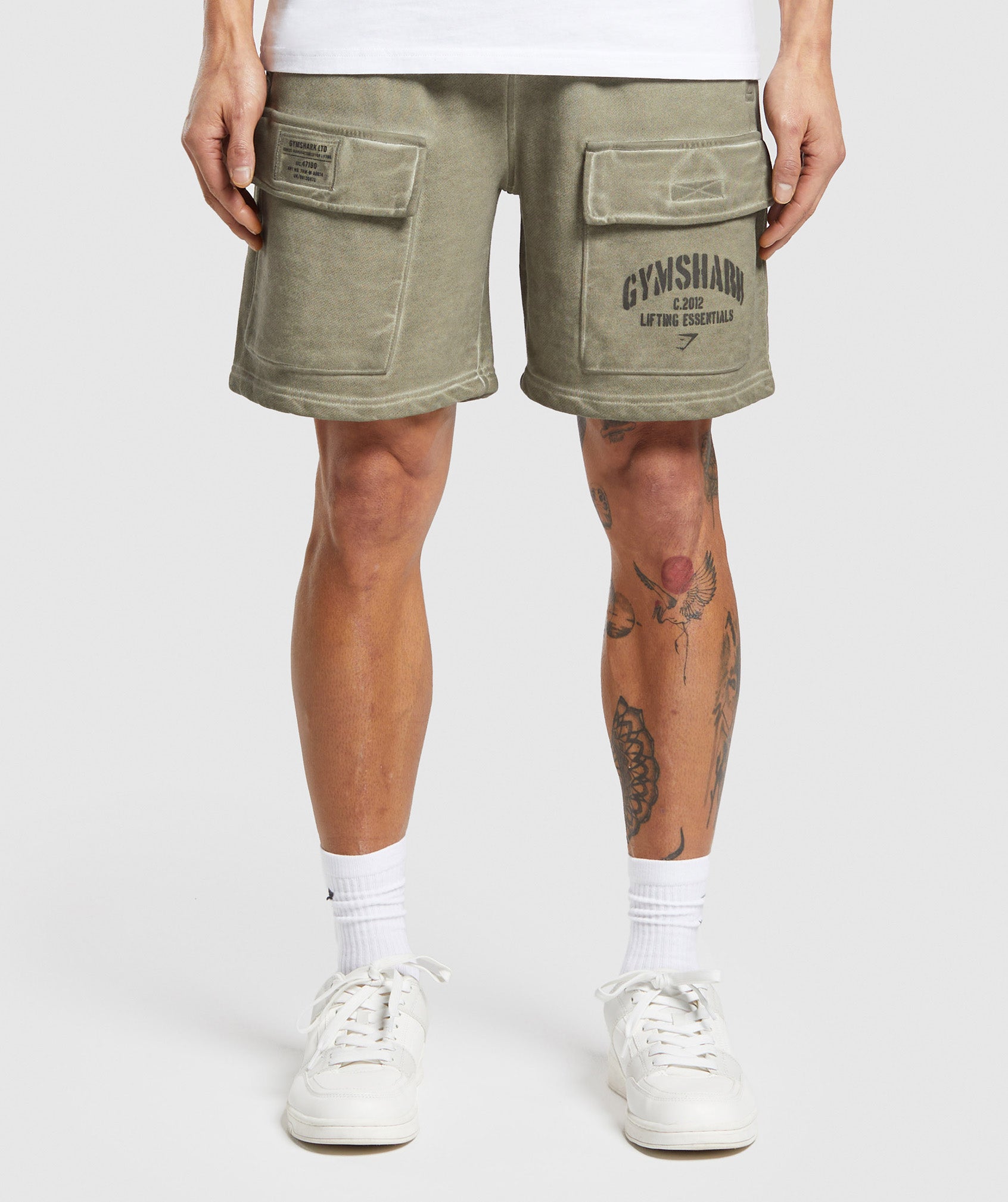 Heavyweight Washed Cargo Shorts in Utility Green