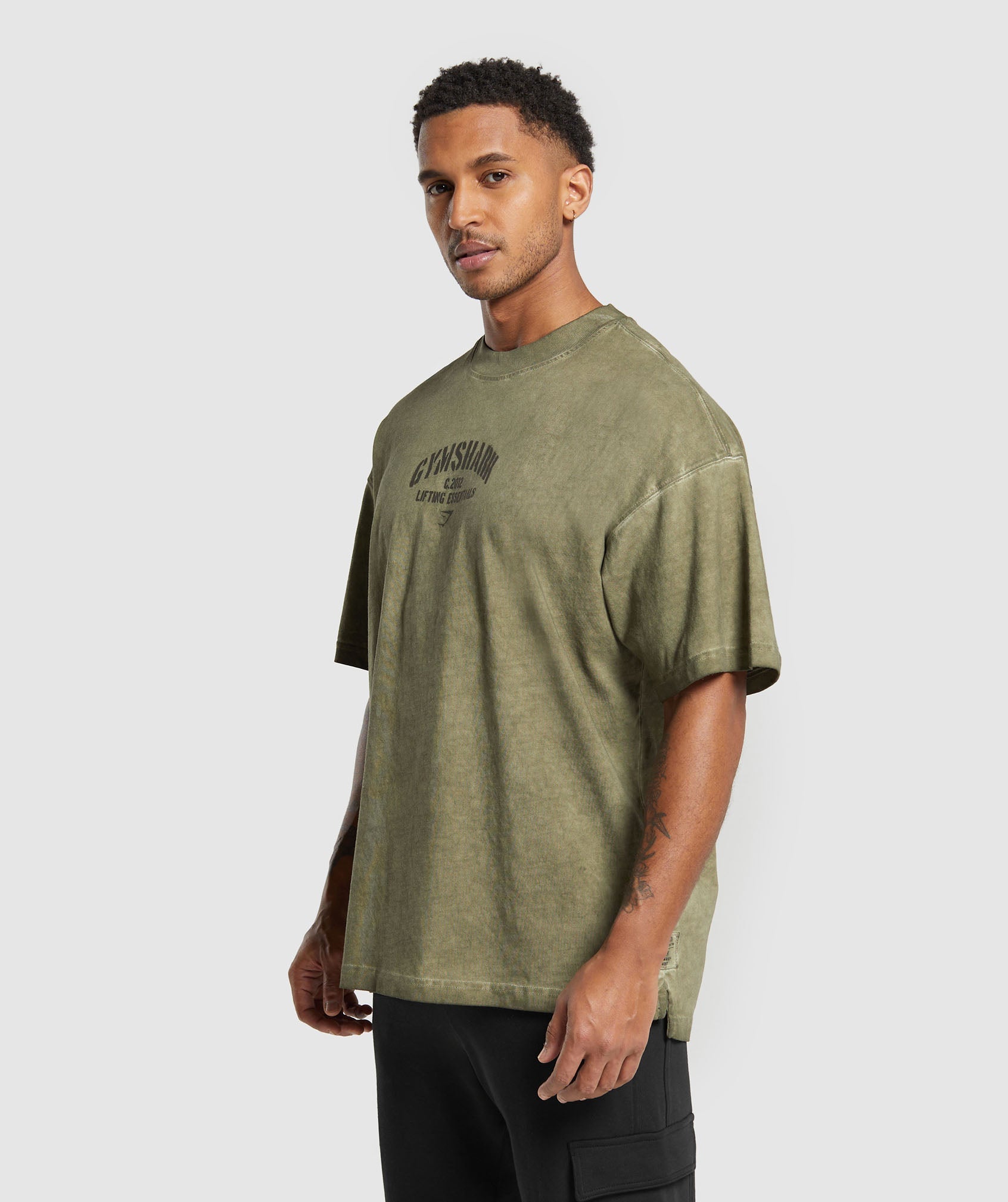 Heavyweight Washed T-Shirt in Utility Green - view 3
