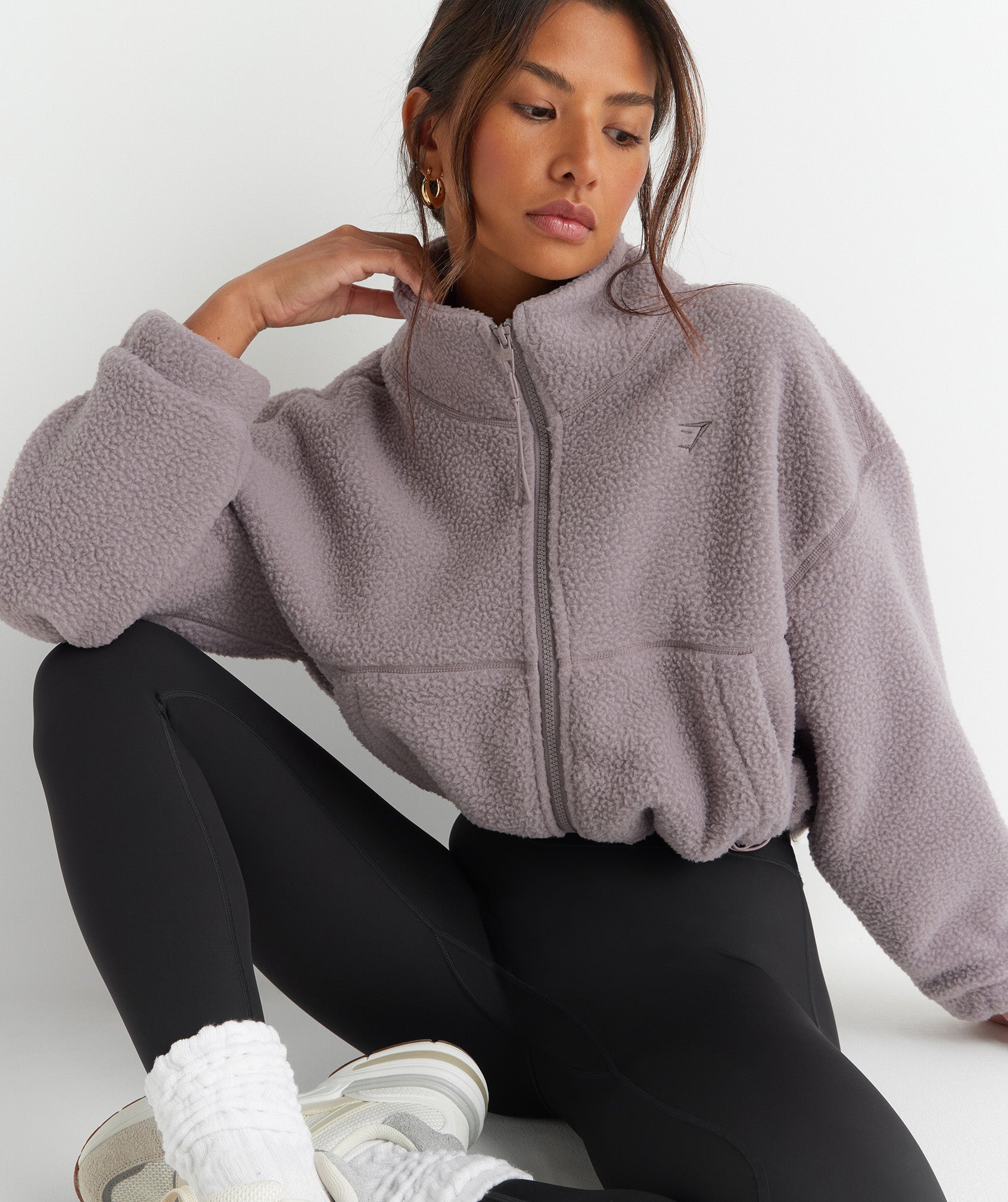 Elevate Fleece Midi Jacket in Washed Mauve - view 3