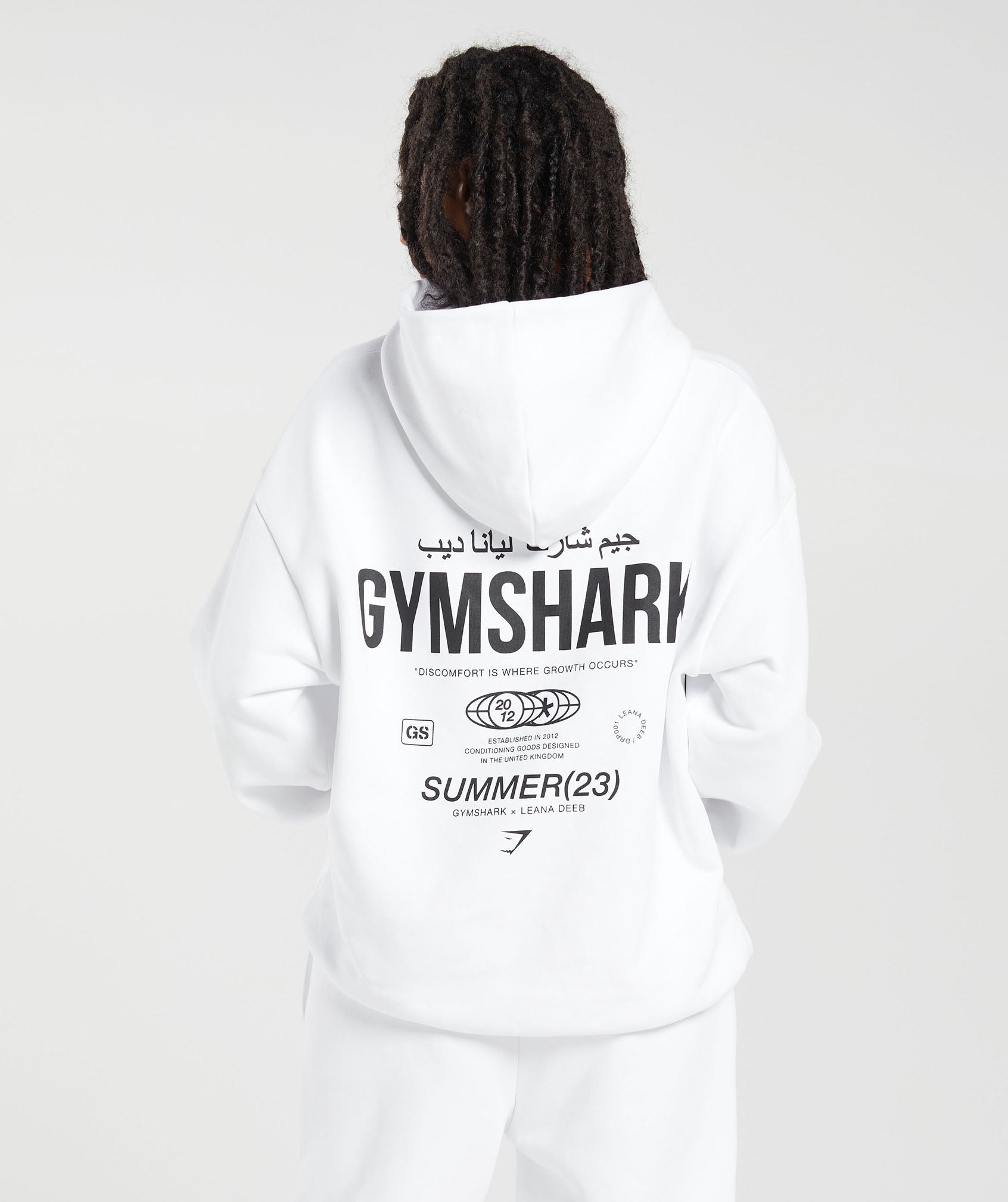 GS x Leana Deeb Oversized Hoodie in White - view 2