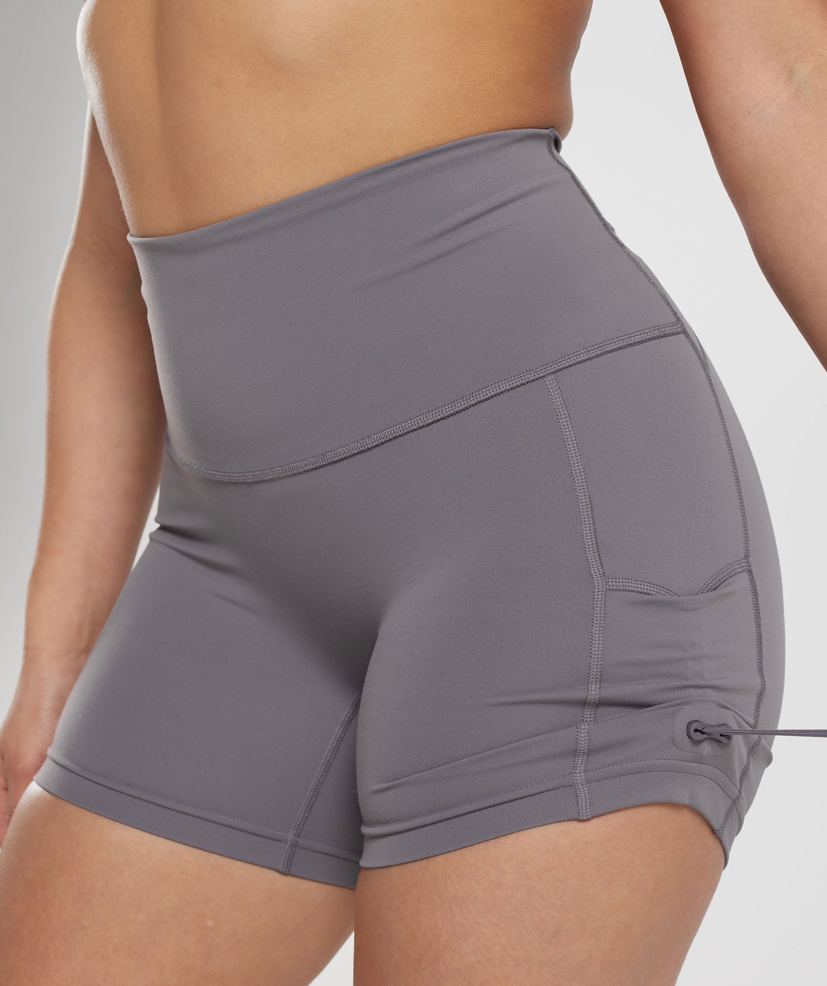 Legacy Ruched Tight Shorts in Titanium Grey