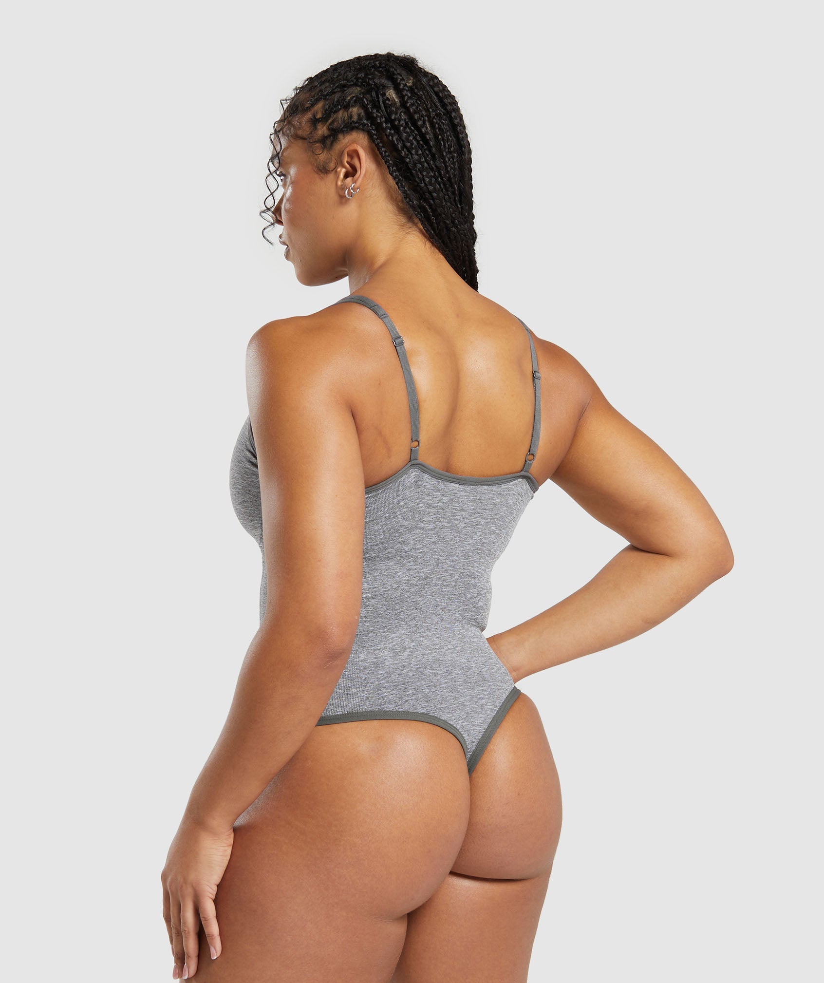 Lift Contour Seamless Bodysuit in Brushed Grey/White Marl - view 2