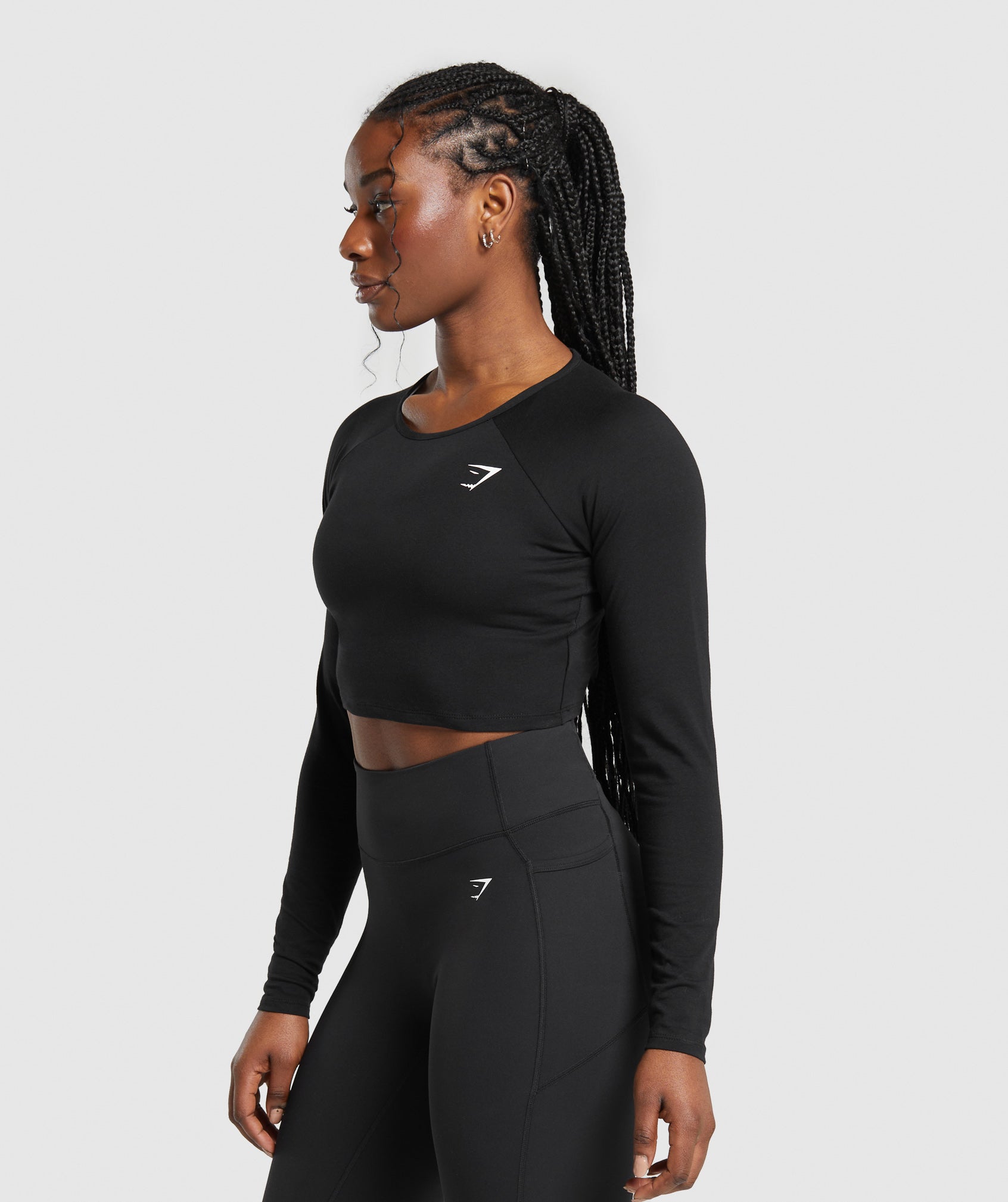 Lifting Essential Long Sleeve Crop Top in Black - view 3