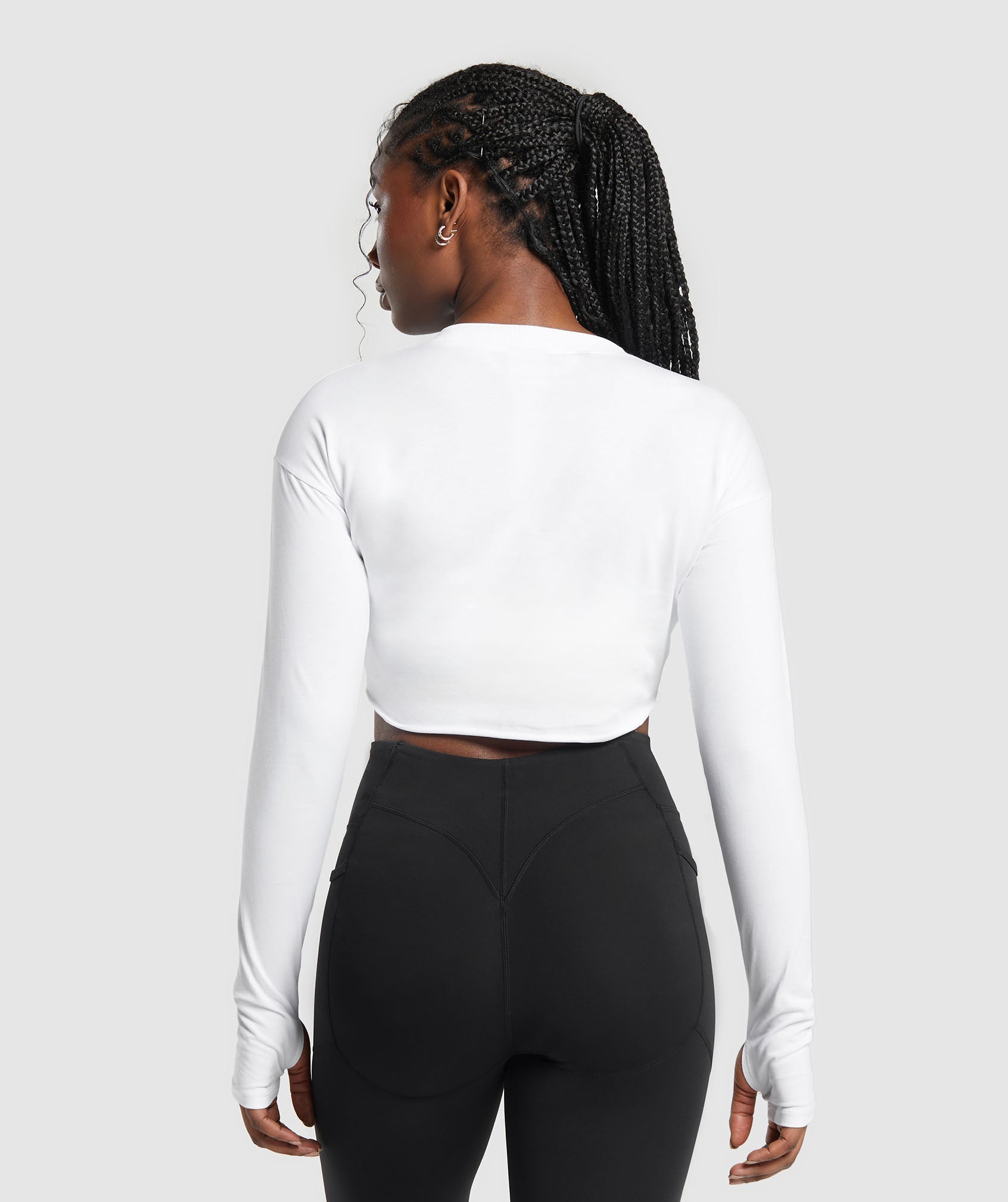 Lifting Long Sleeve Crop Top in White - view 2