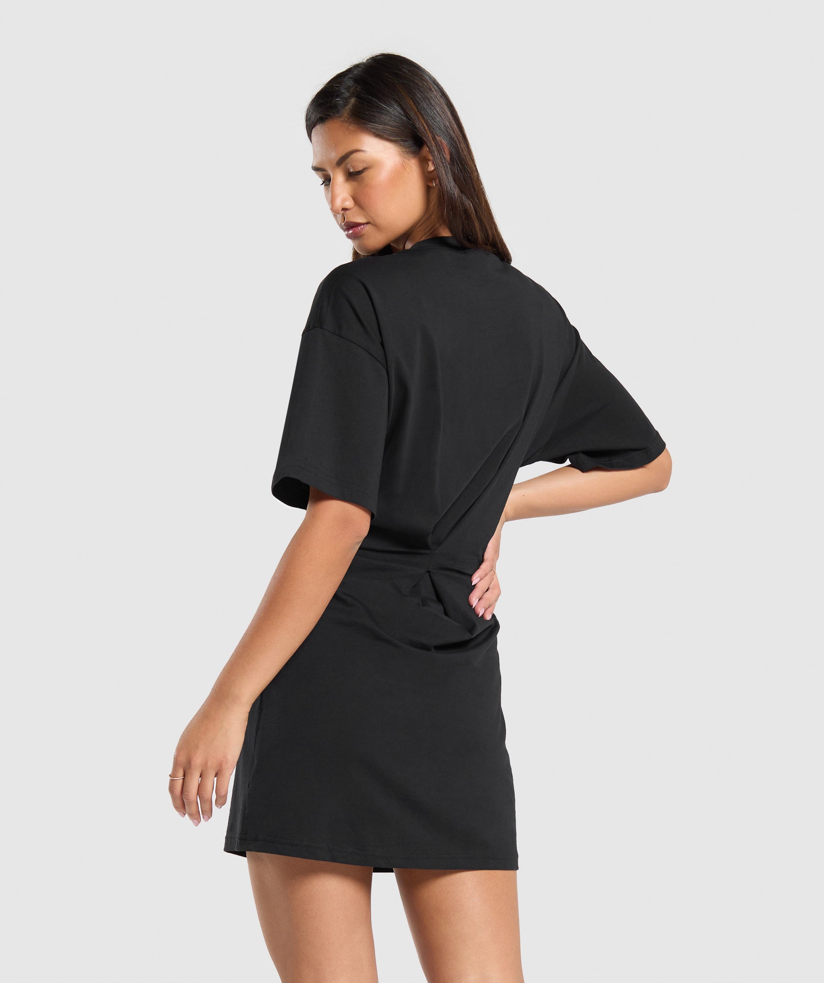 Lifting Longline T-Shirt Dress in Black - view 2