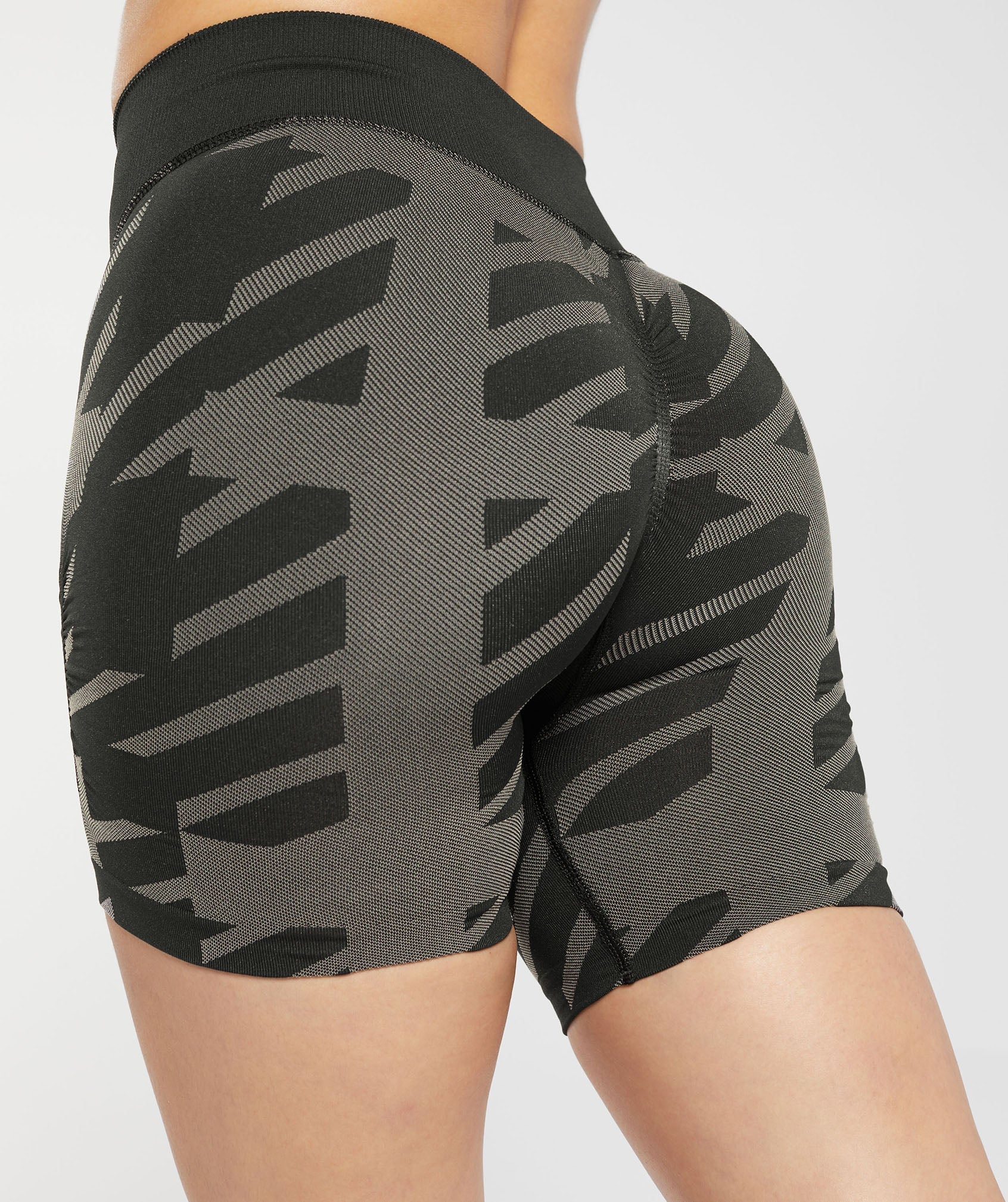 Apex Limit Seamless Ruched Shorts in Black/Washed Stone Brown - view 9