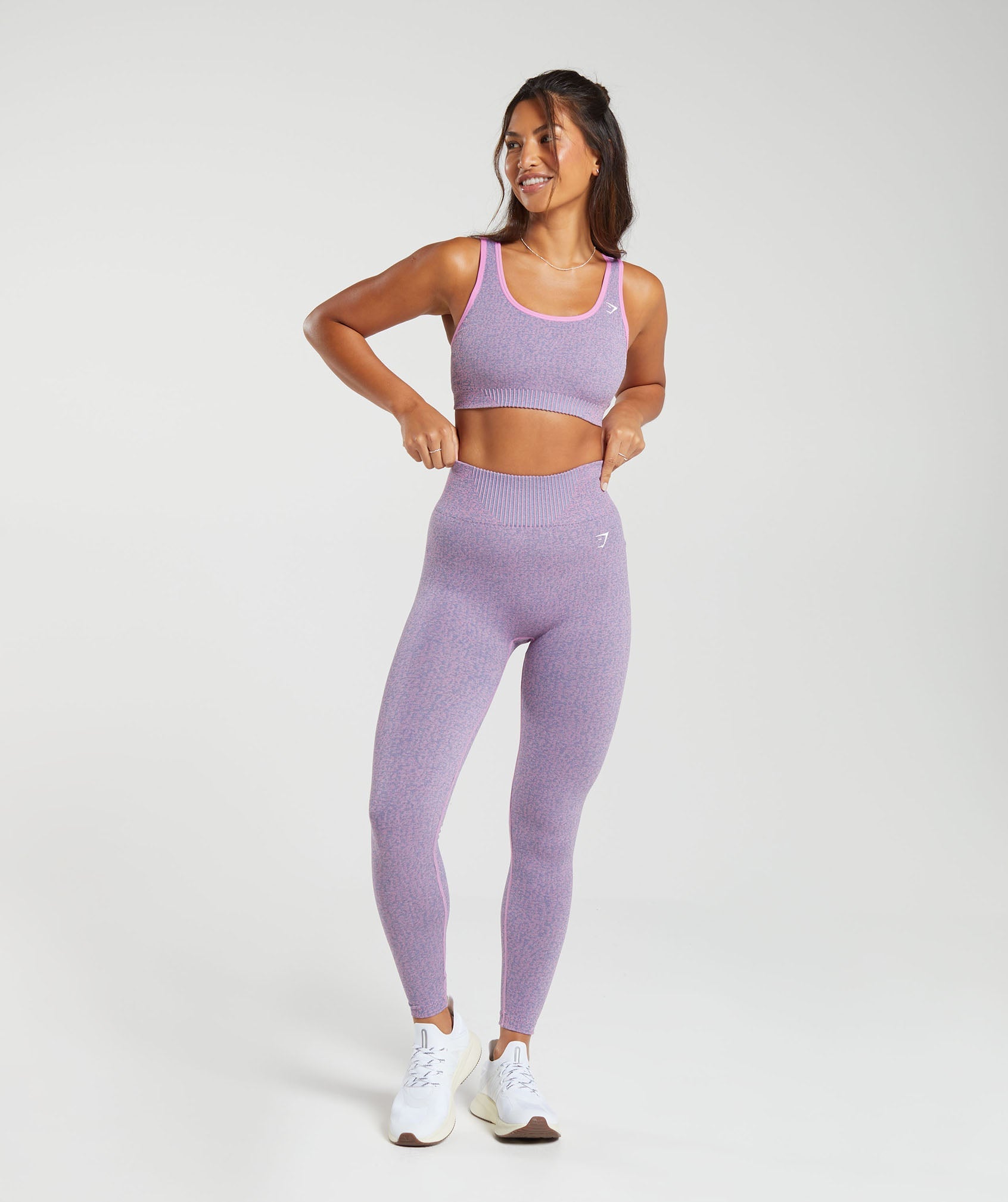 Marl Seamless Leggings in Light Pink/Light Blue Marl/Sherbet Pink - view 4