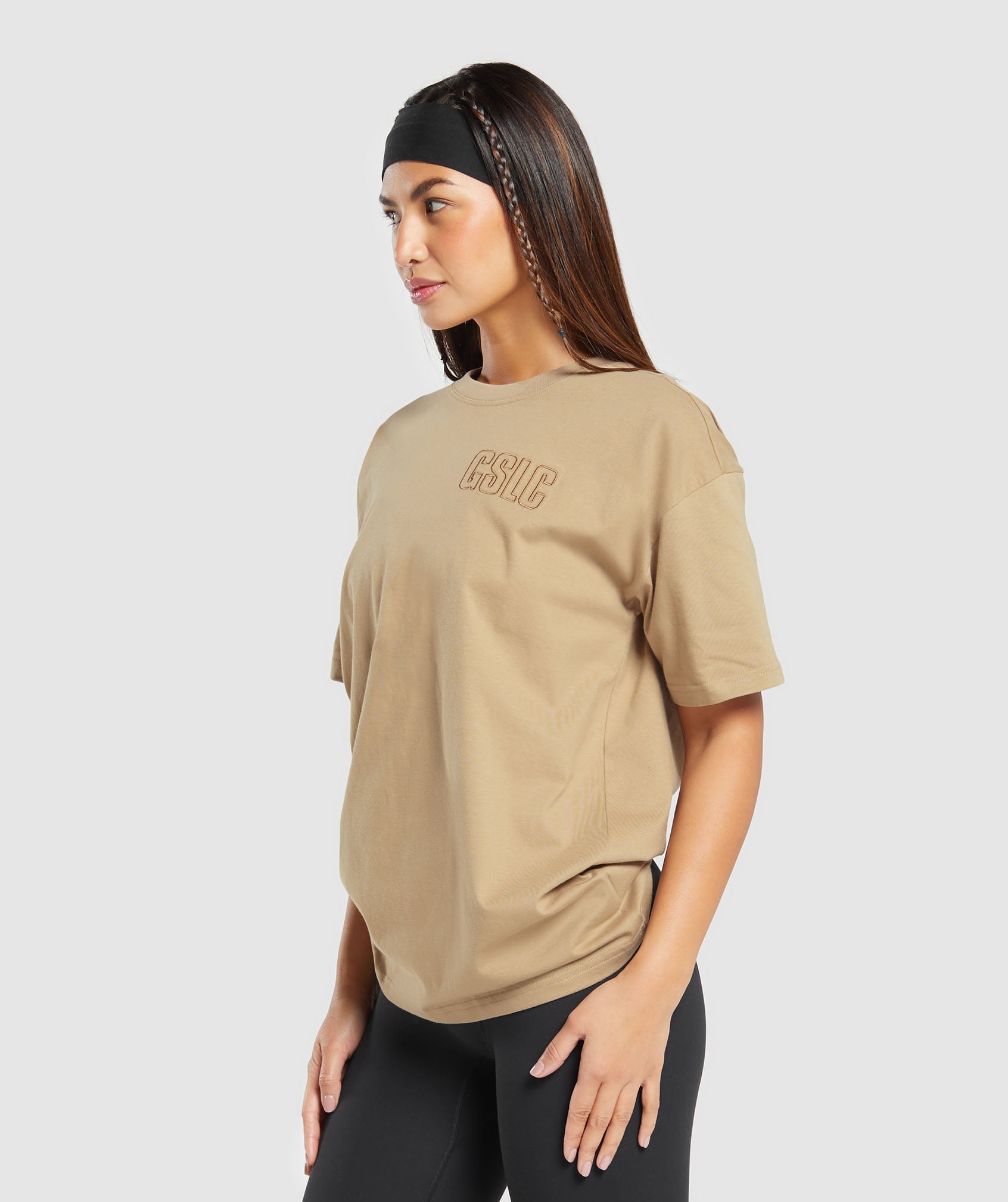 Outline Graphic Oversized T-Shirt in Brown - view 3
