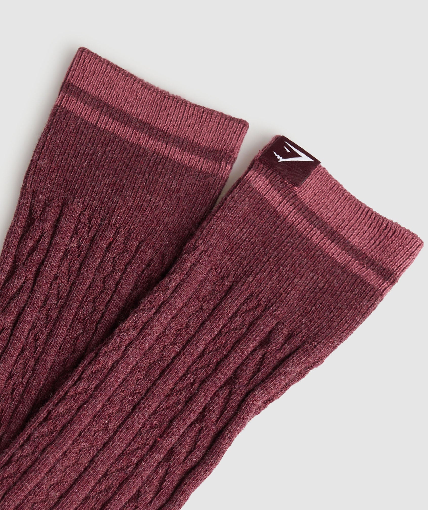 Rest Day Cable Socks in Rich Maroon Marl/Burgundy Brown/Soft Berry - view 2