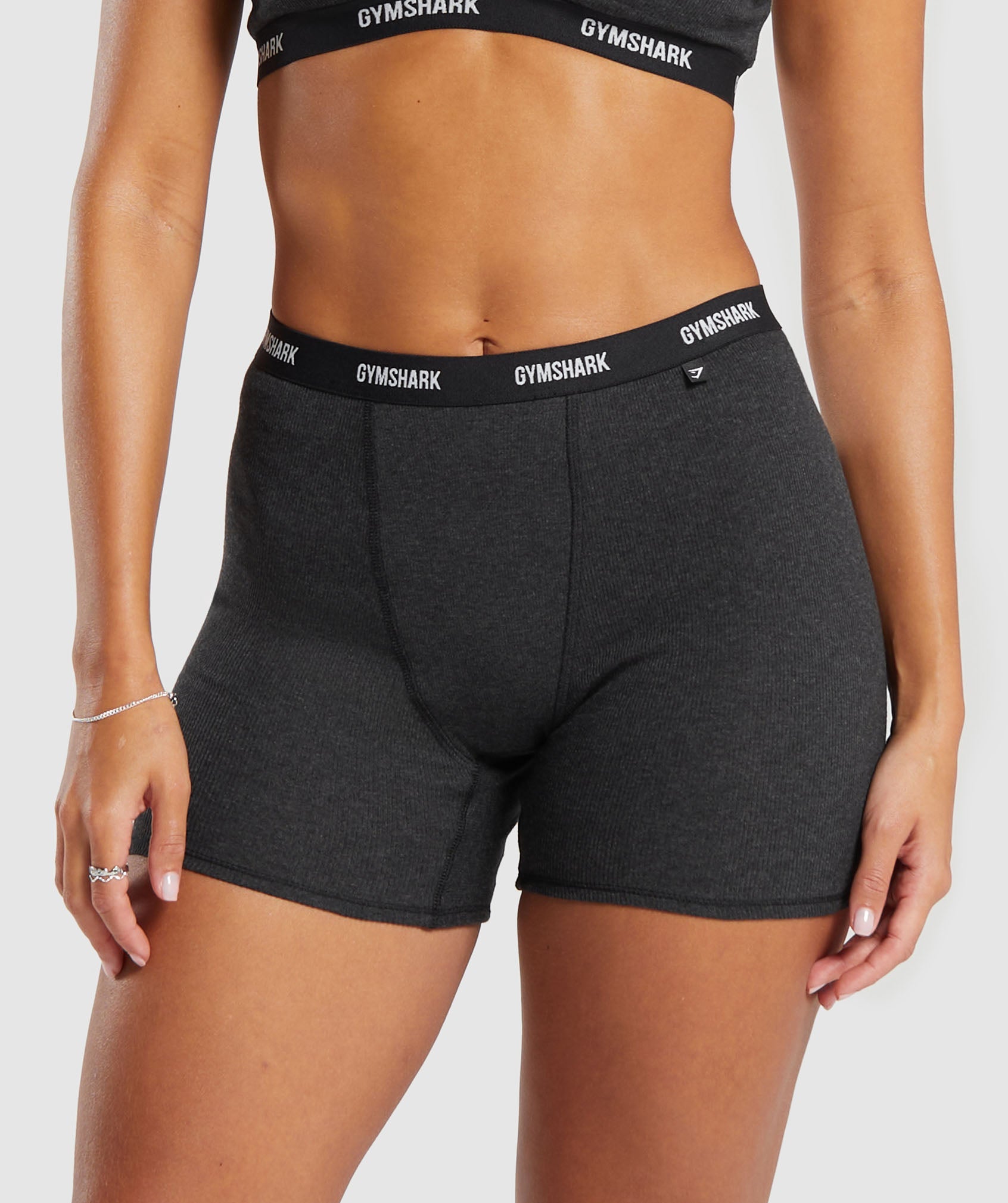 Rib Shorts in Midnight Black Marl - view 1