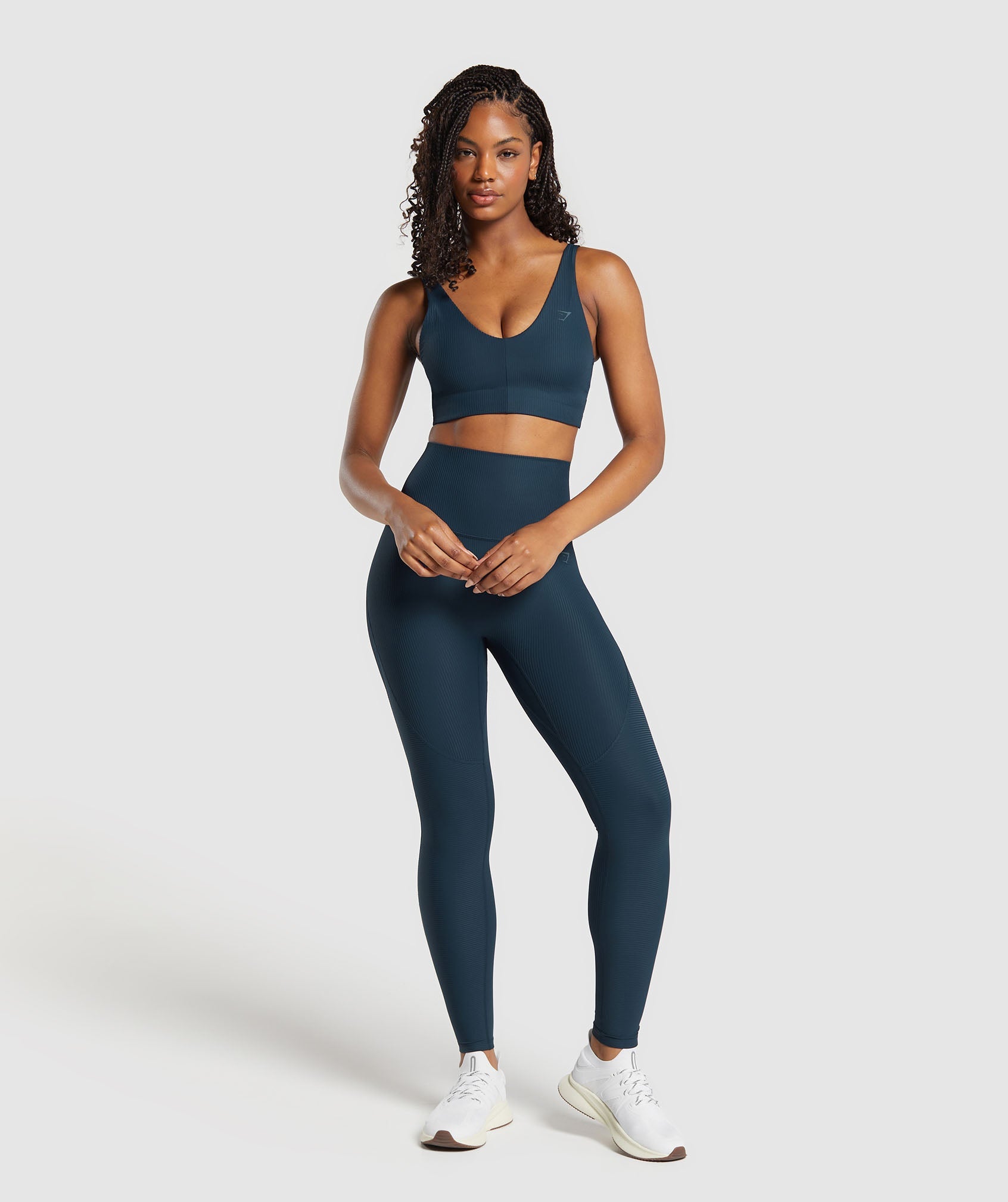 Ribbed Sports Bra in Navy - view 4