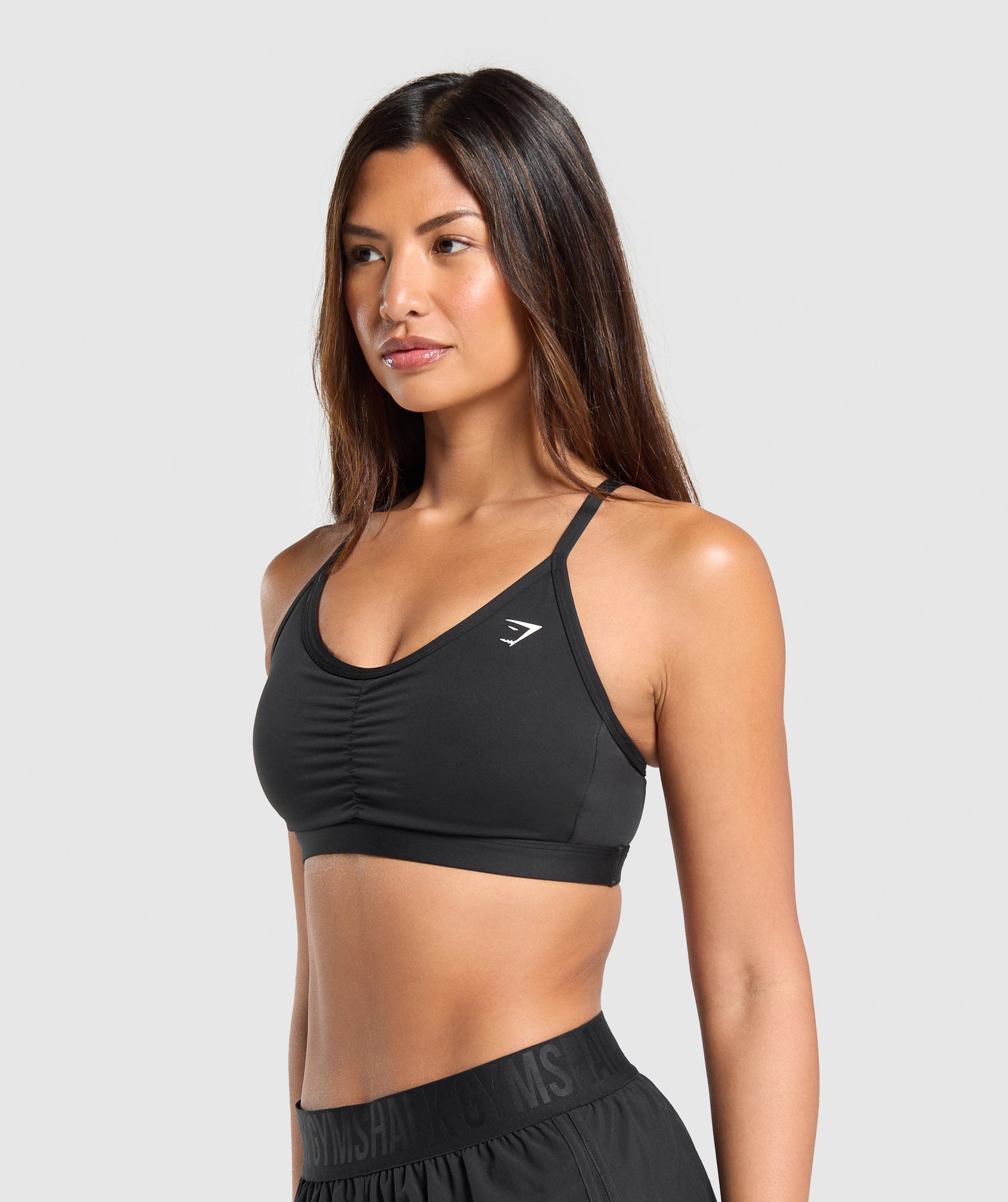 Ruched Sports Bra in Black - view 3