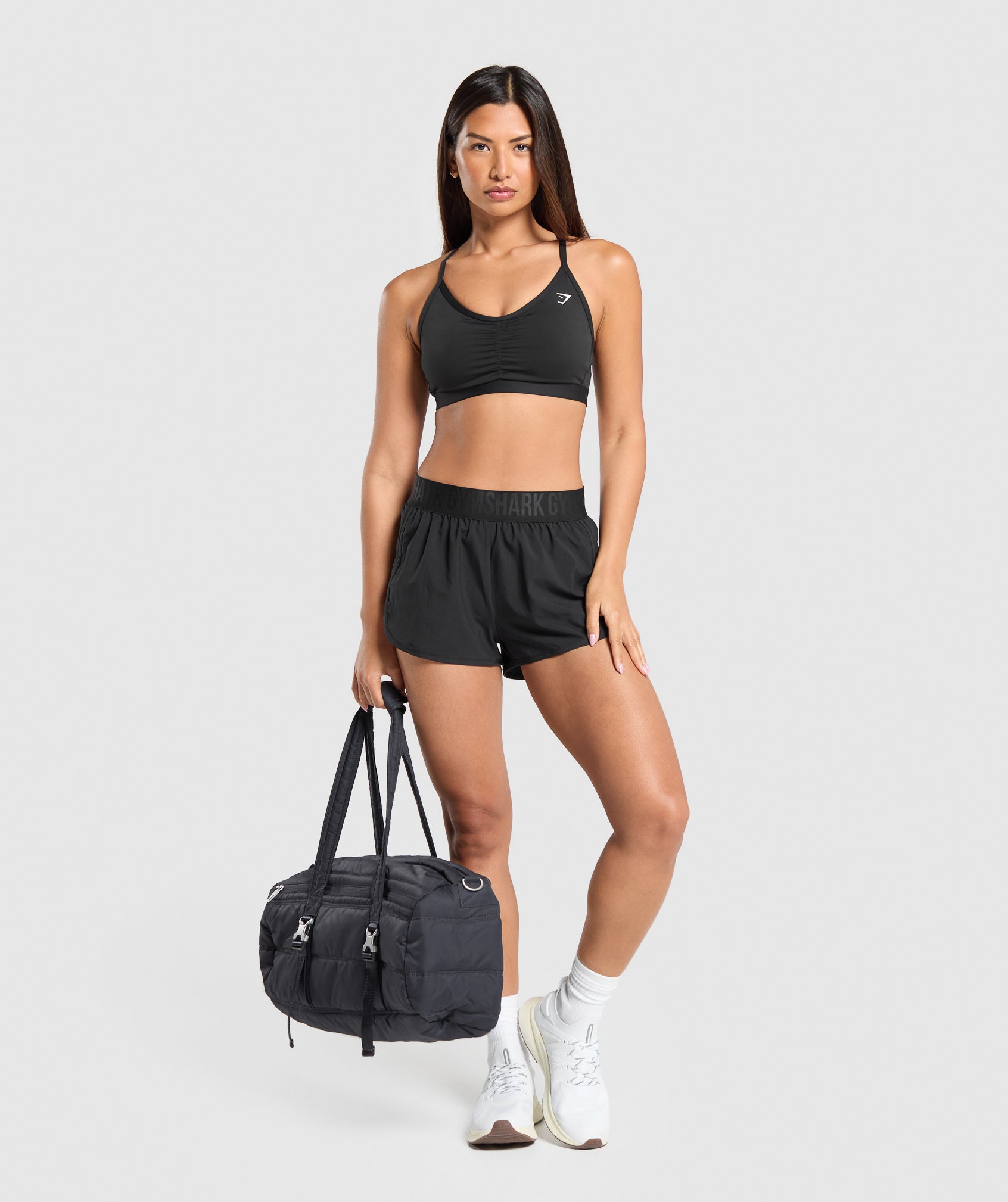 Ruched Sports Bra in Black - view 5