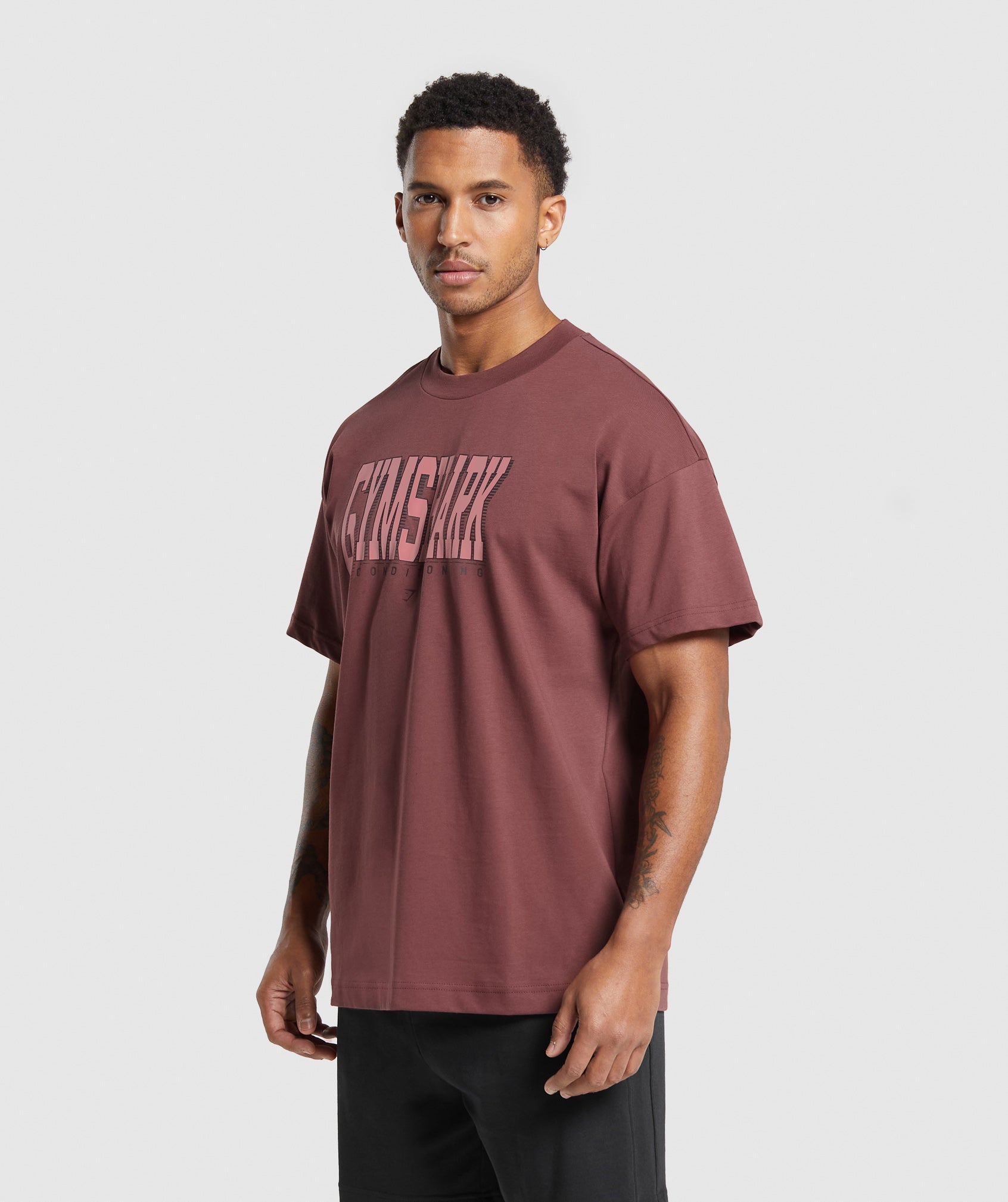 Conditioning Graphic T-Shirt in Burgundy Brown - view 3