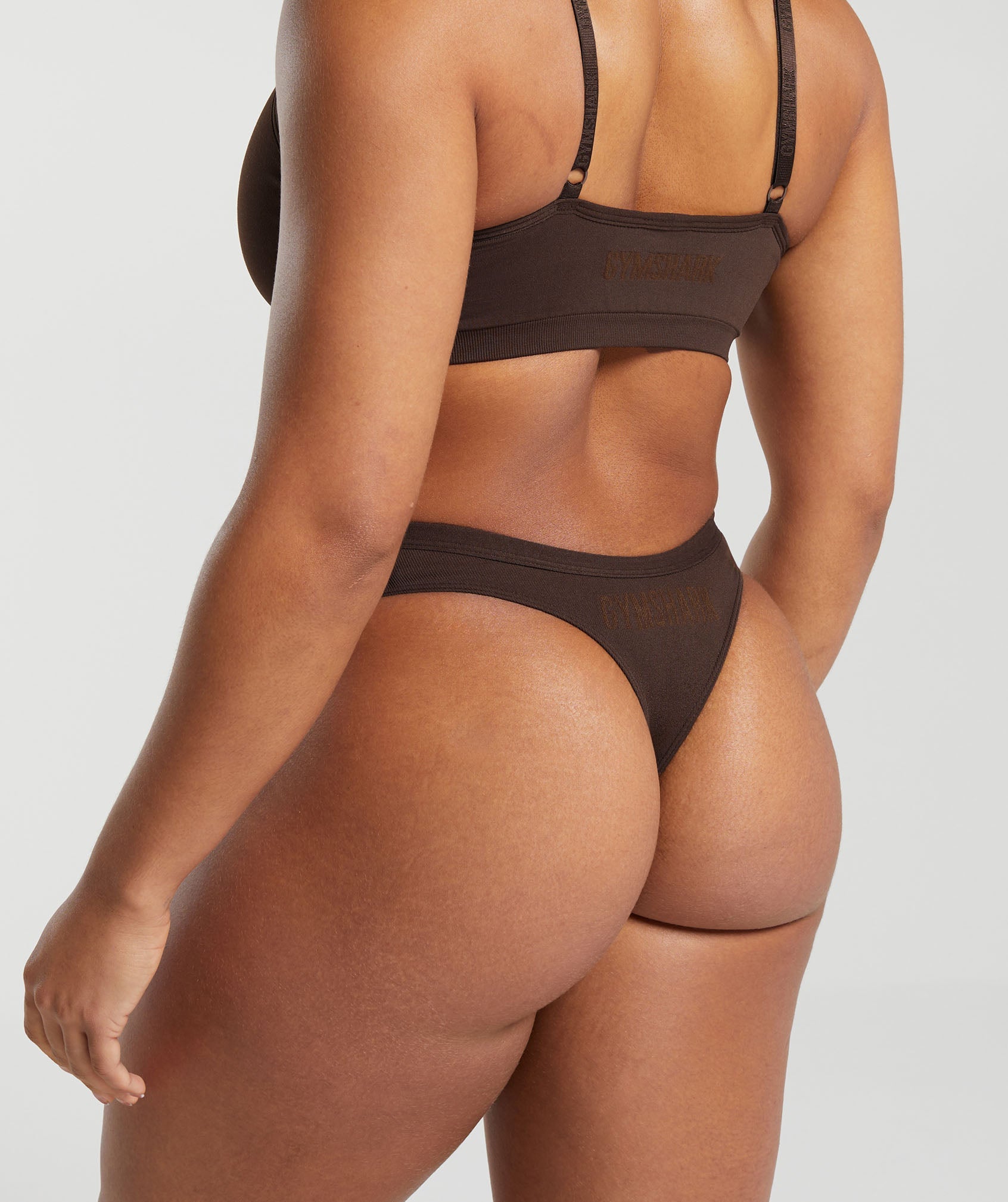 Seamless Dipped Front Thong in Archive Brown - view 2