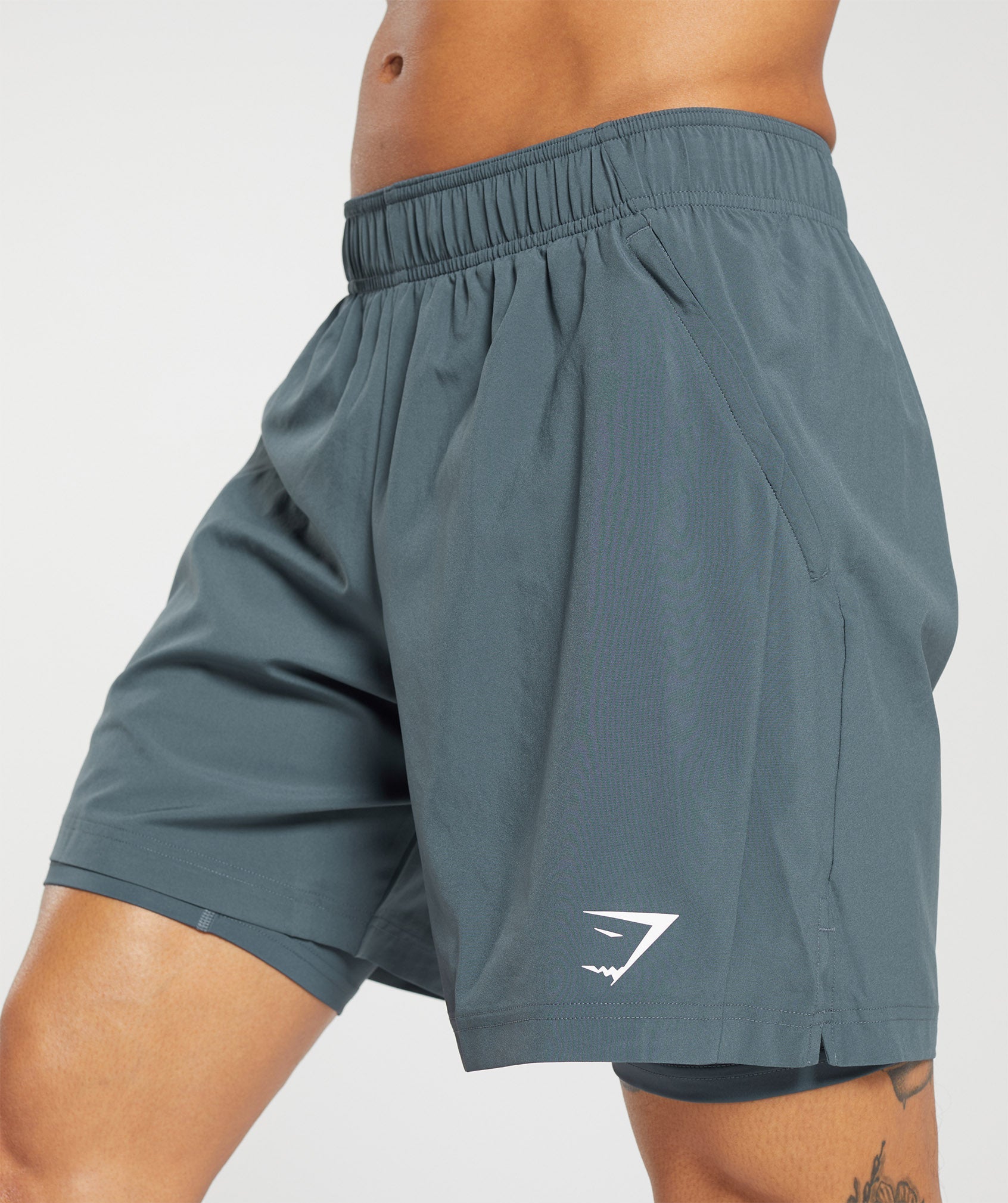 Sport 7" 2 in 1 Shorts in Titanium Blue - view 5