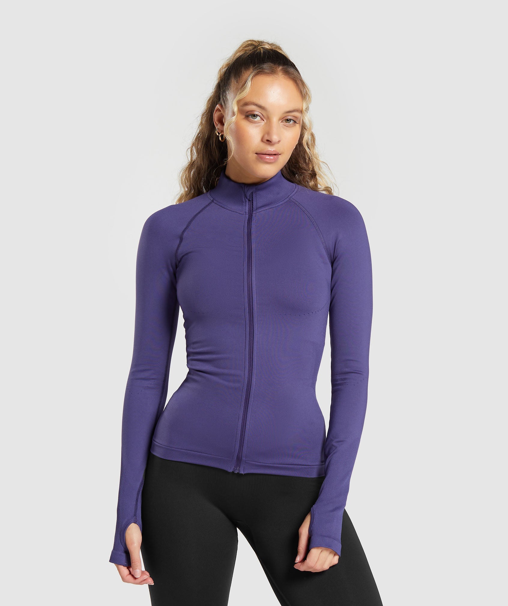 Sweat Seamless Zip Up Jacket in Galaxy Purple - view 1