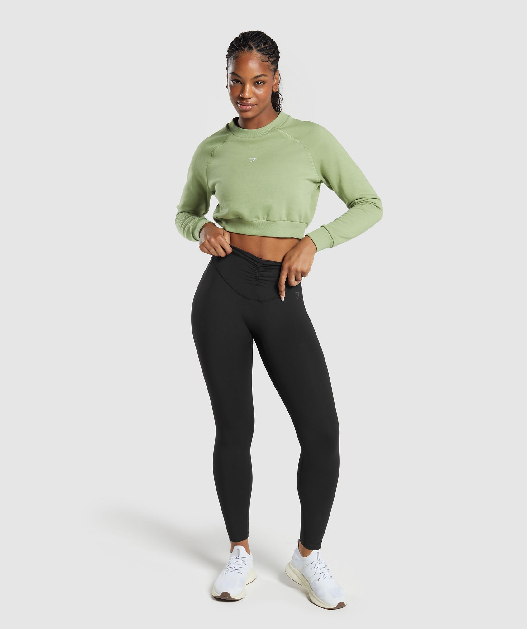 Training Fleece Cropped Sweatshirt in Natural Sage Green - view 4