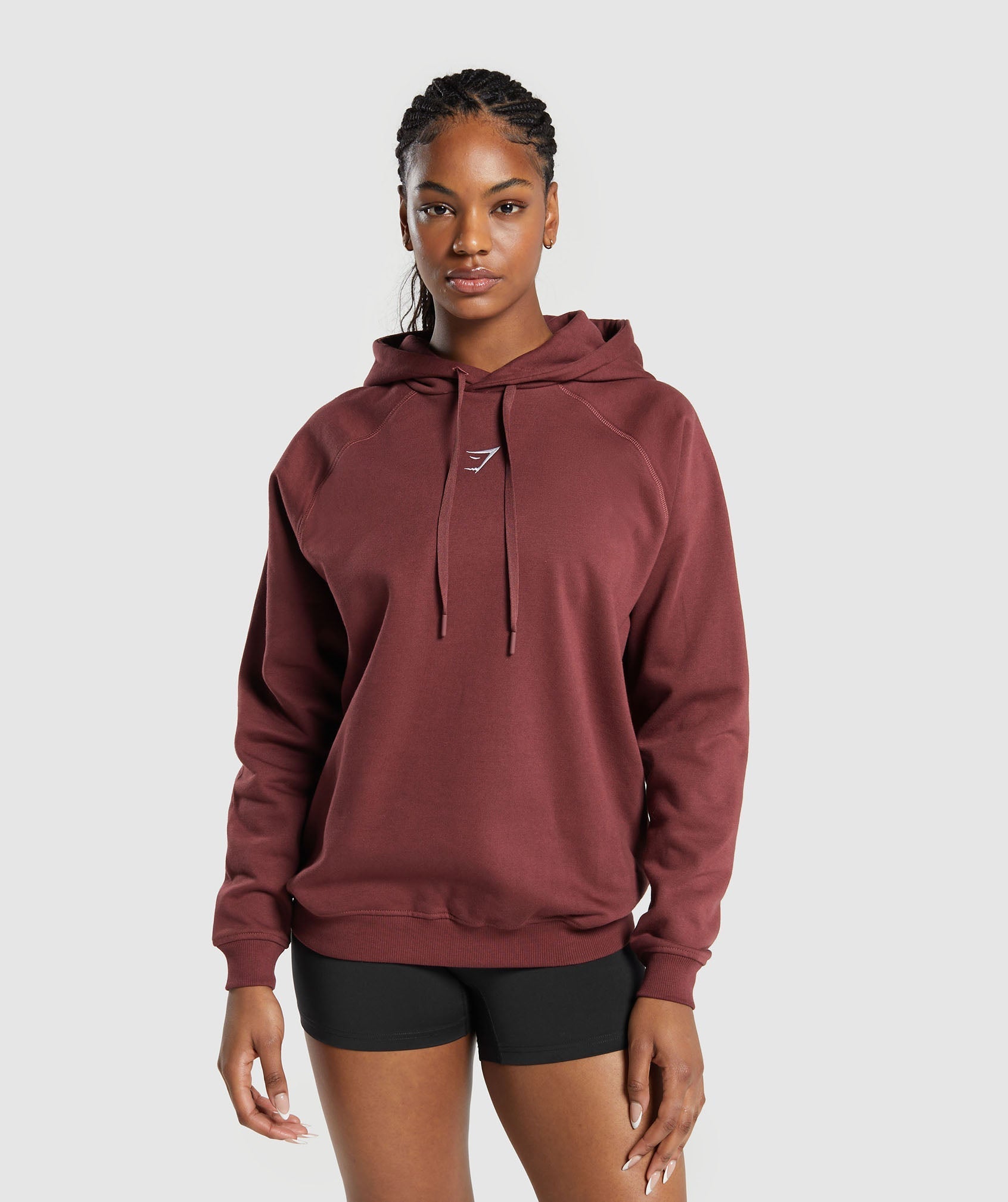 Training Oversized Fleece Hoodie in Burgundy Brown