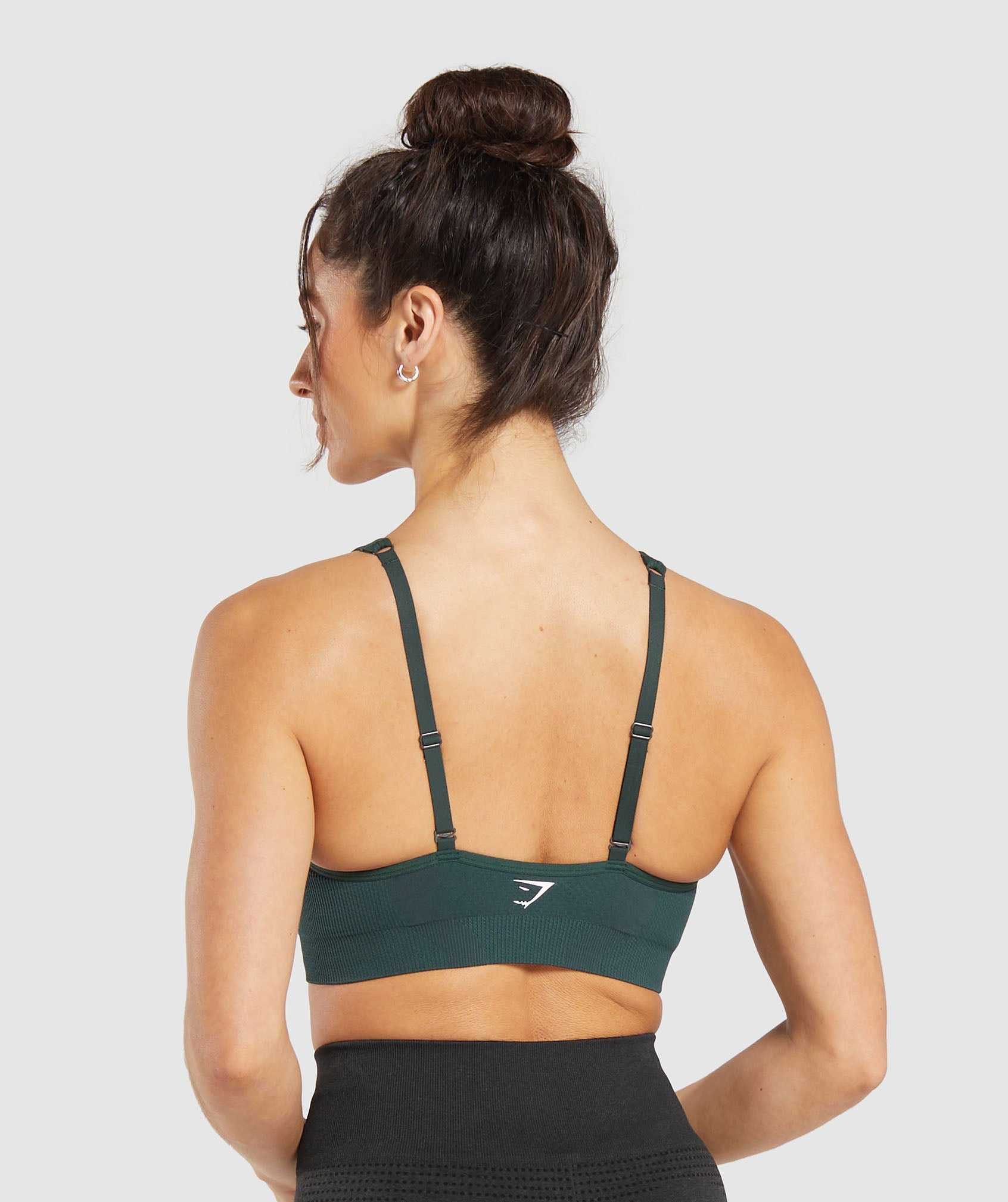 Vital Seamless 2.0 V Neck Sports Bra in Woodland Green Marl - view 2