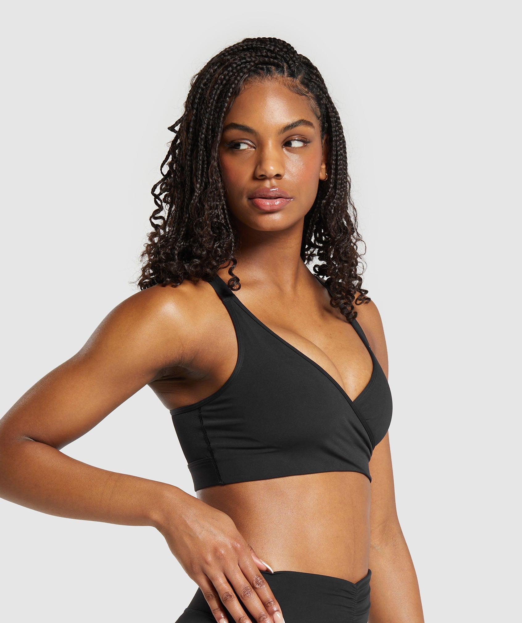 Wrap Sports Bra in Black - view 3