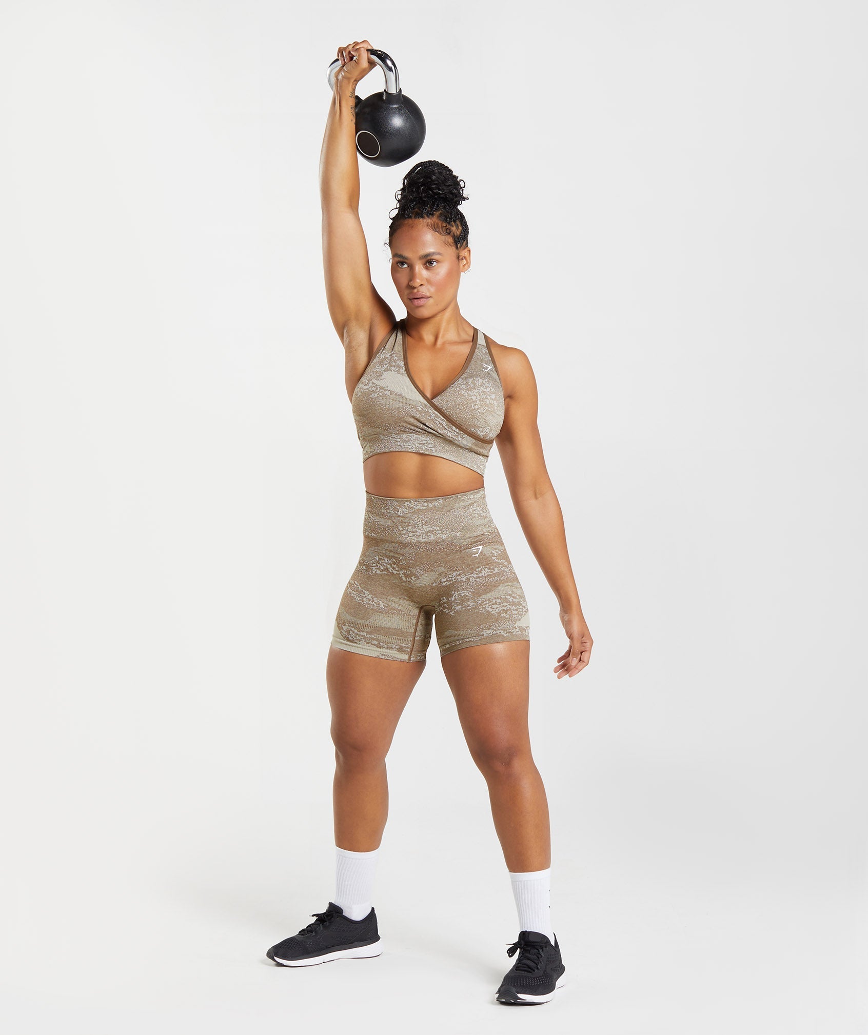 Adapt Camo Seamless Sports Bra in Pebble Grey/Soul Brown