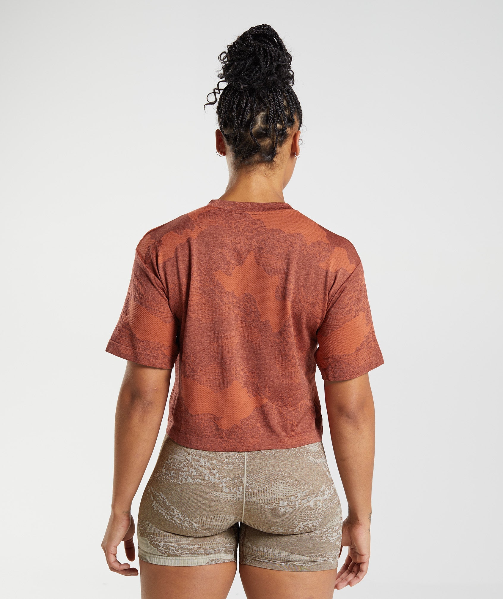 Adapt Camo Seamless Crop Top in  Storm Red/Cherry Brown