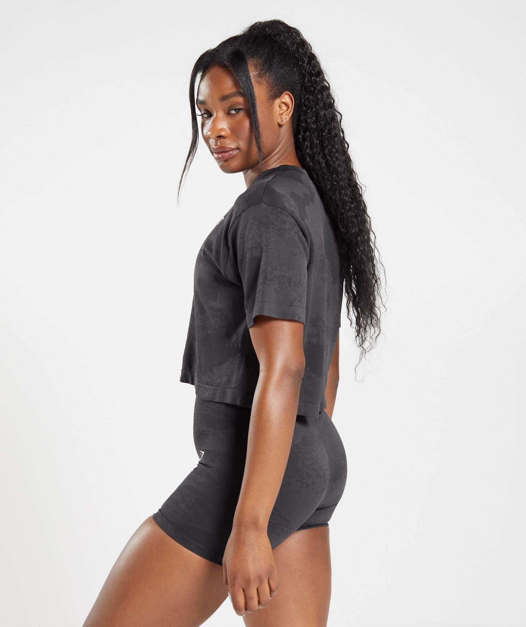 Gymshark Women's Adapt Camo Seamless Leggings Black/Onyx Grey
