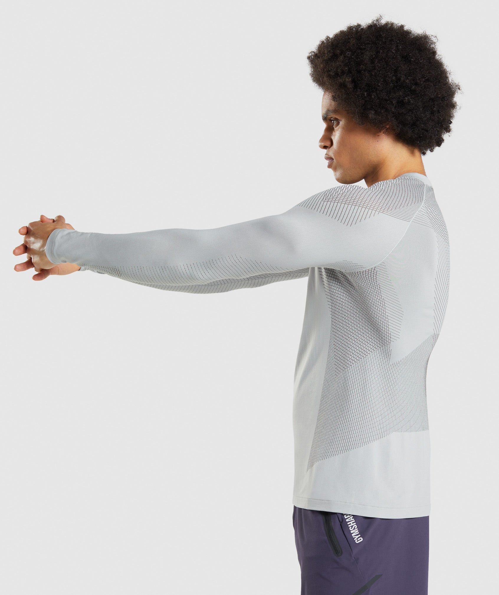 Apex Seamless Long Sleeve T-Shirt in Light Grey/Onyx Grey - view 3
