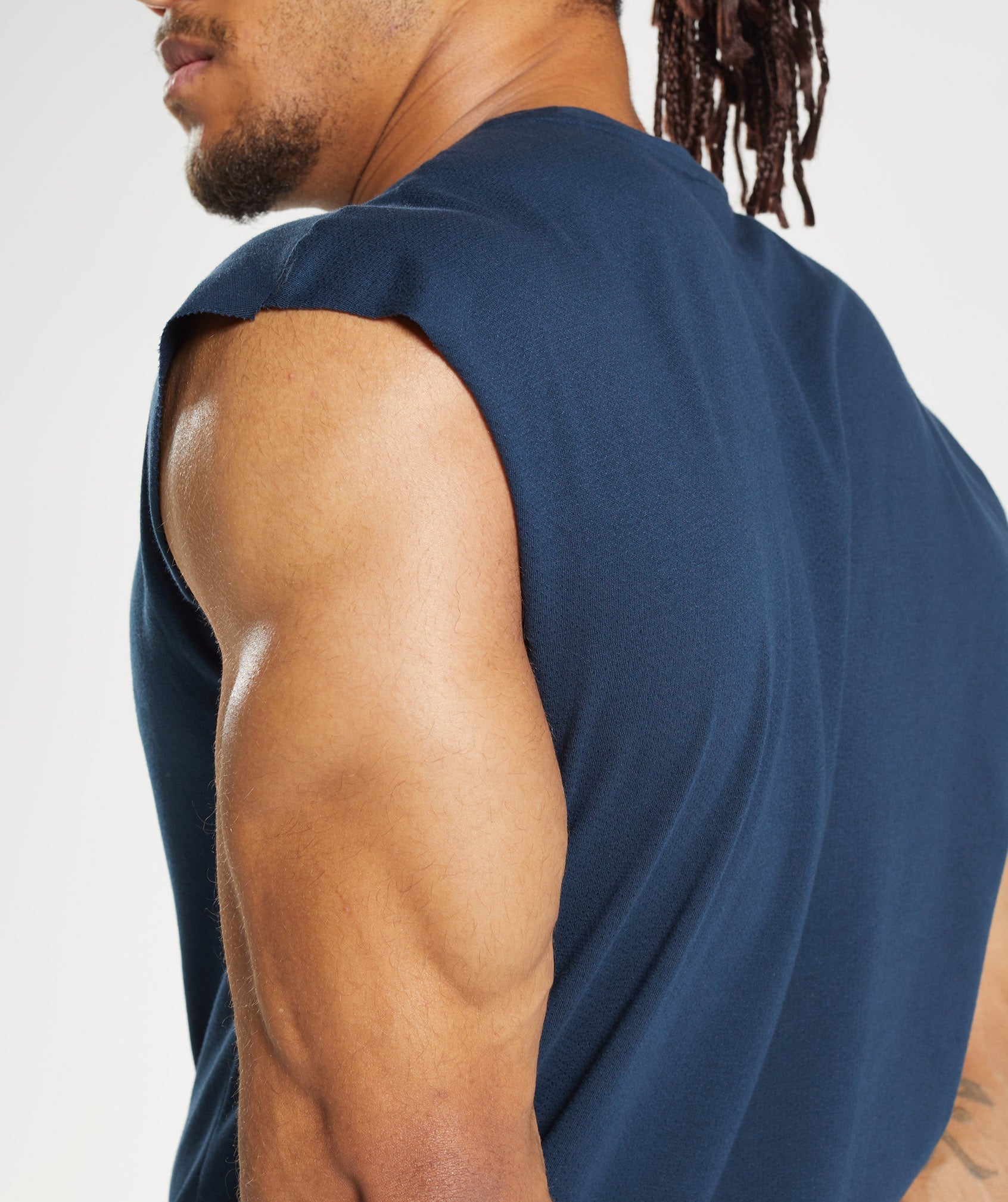 React Cut Off Tank in Navy