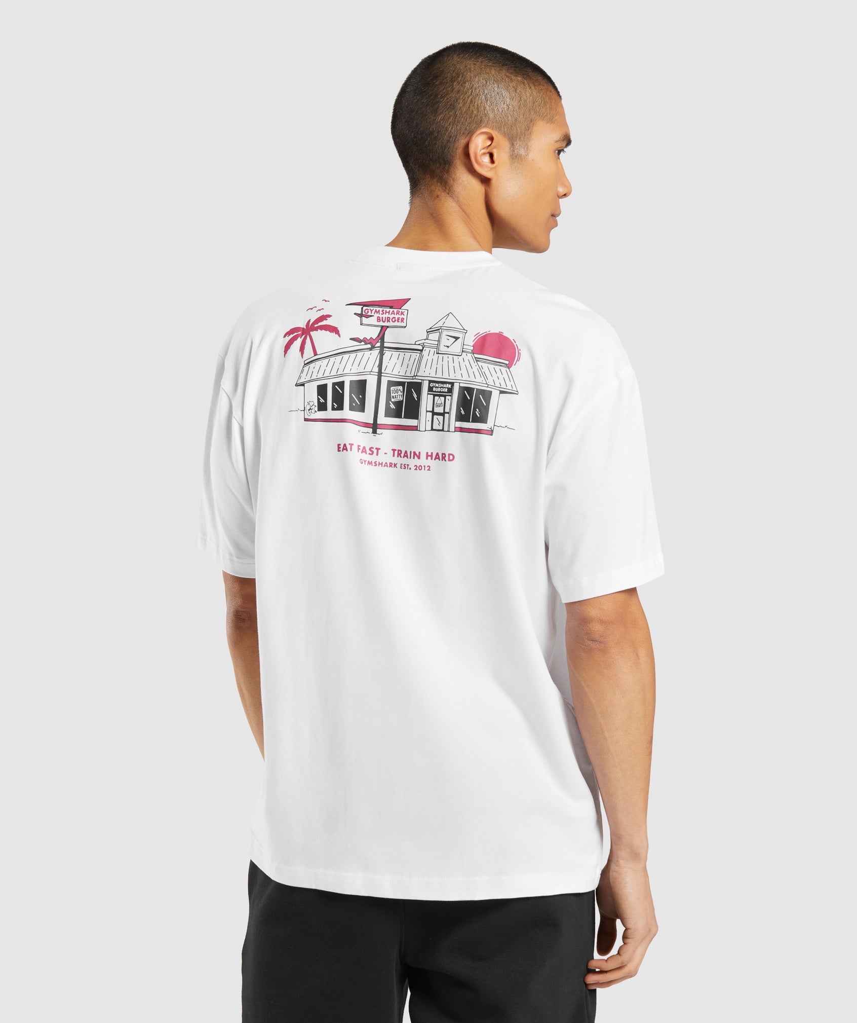 Diner Graphic Oversized T-Shirt in White