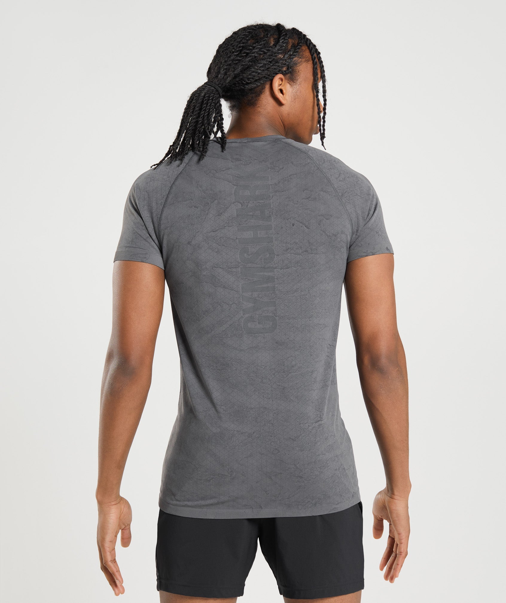 Geo Seamless T-Shirt in Charcoal Grey/Black