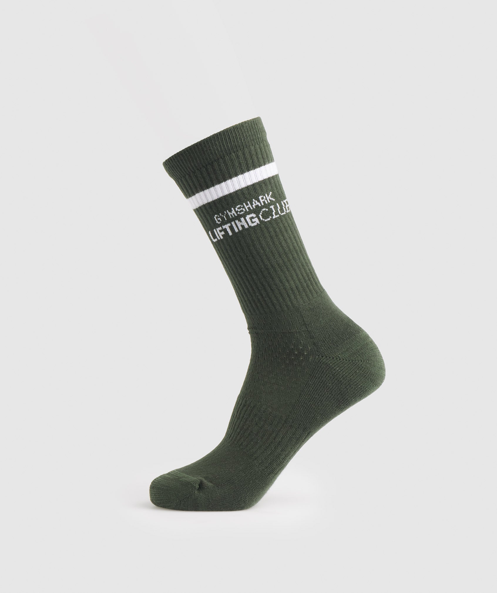 Social Club Double Stripe 1pk Sock in Moss Olive/White