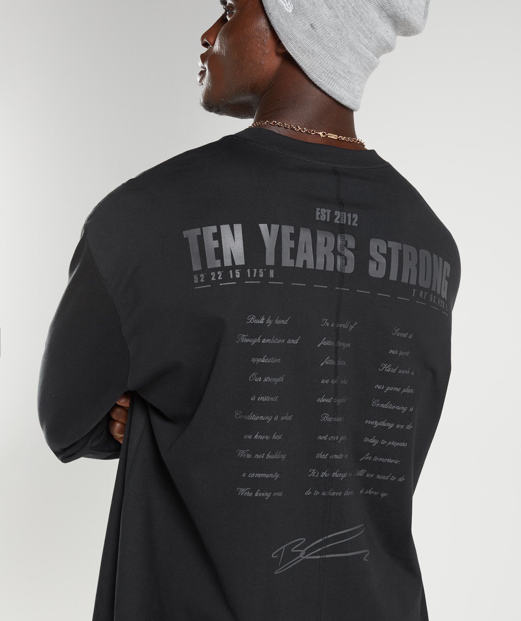 GS10 Year Oversized Long Sleeve T-Shirt in Black