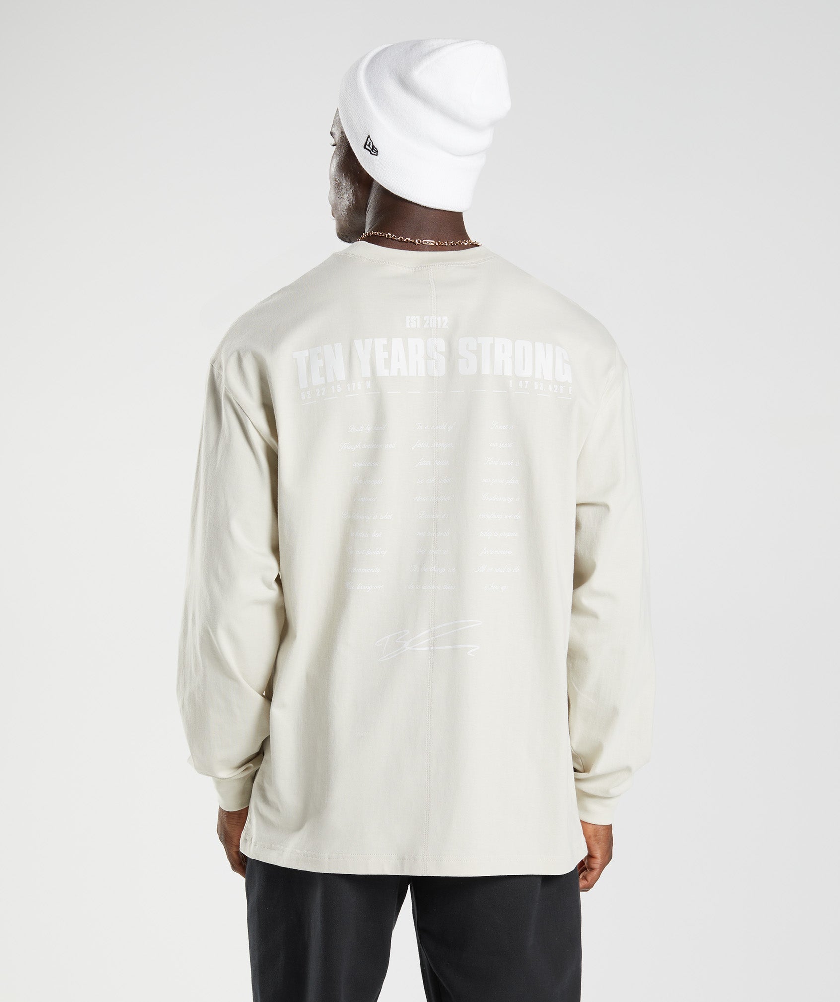GS10 Year Oversized Long Sleeve T-Shirt in Chalky Grey - view 2