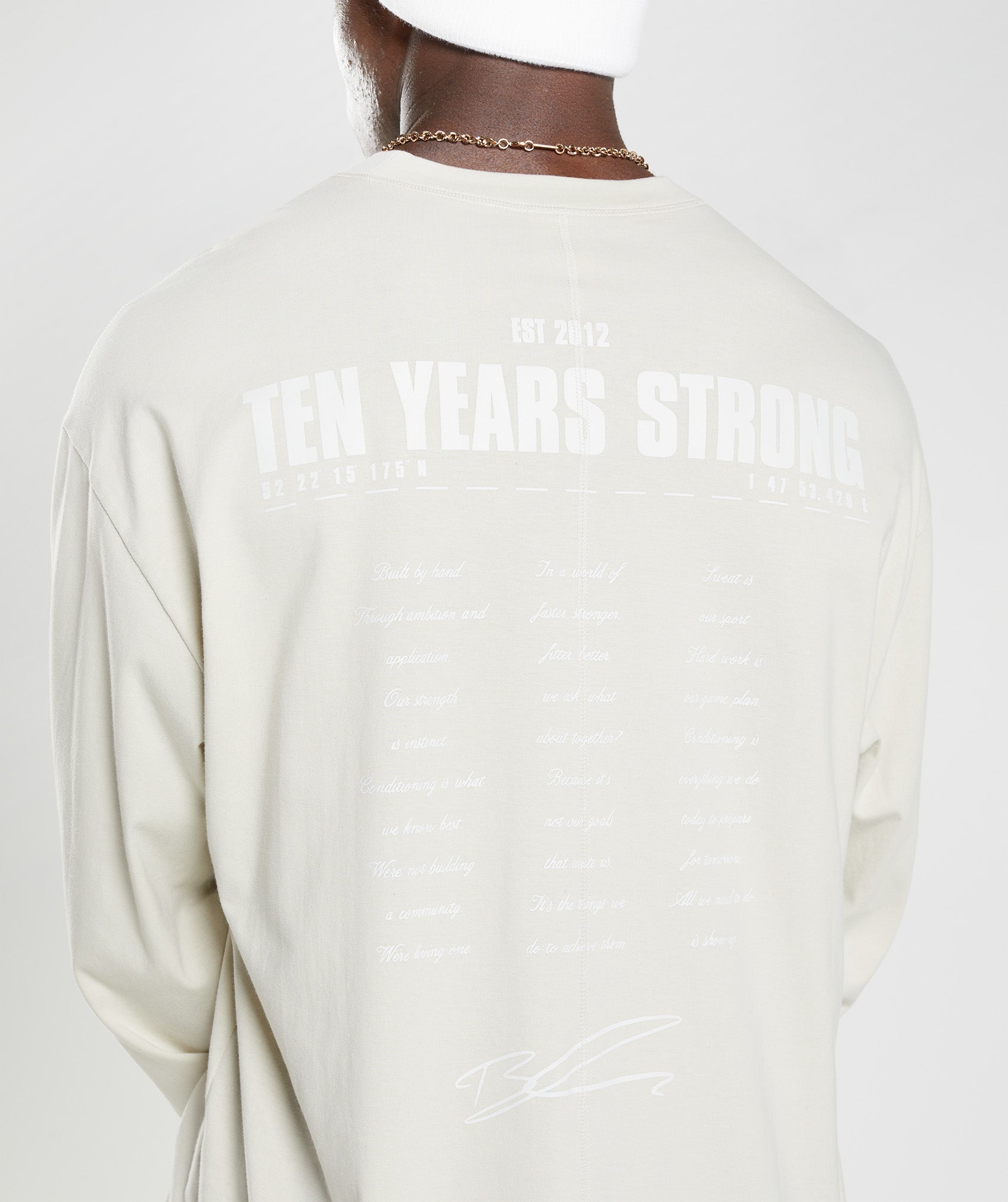 GS10 Year Oversized Long Sleeve T-Shirt in Chalky Grey - view 5