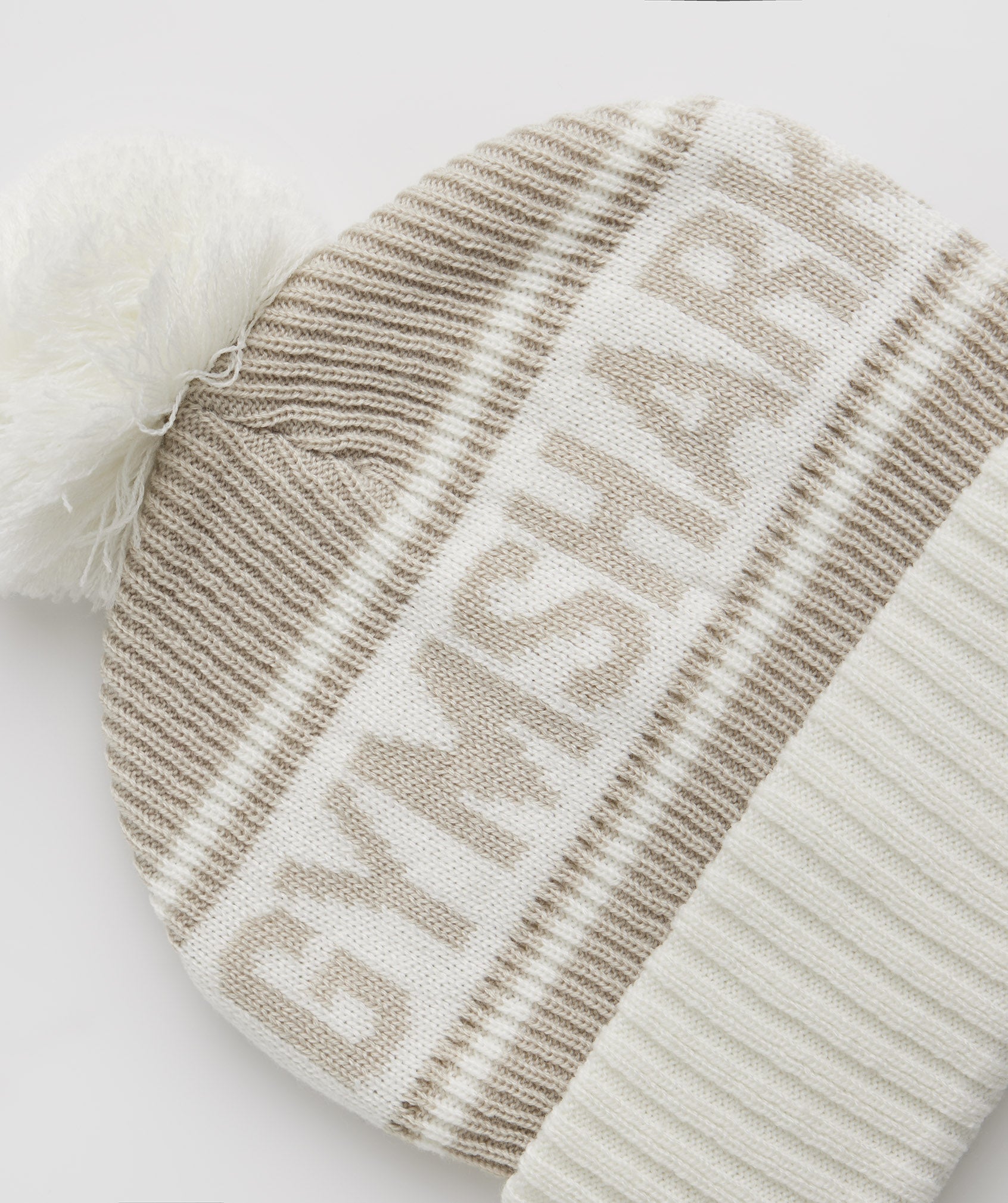 Pom Beanie in Pebble Grey/White - view 2